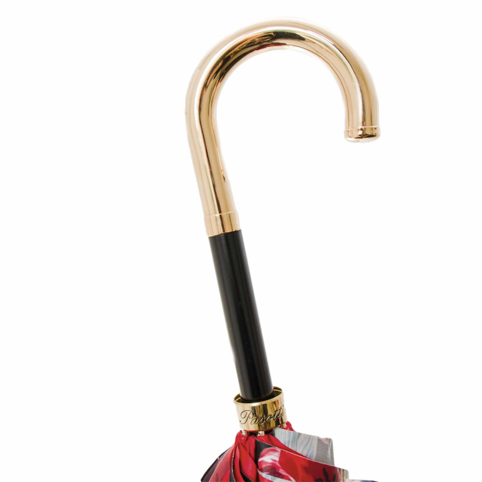 Manual Opening Umbrella – Handmade Italian Red Canopy With Brass Handle