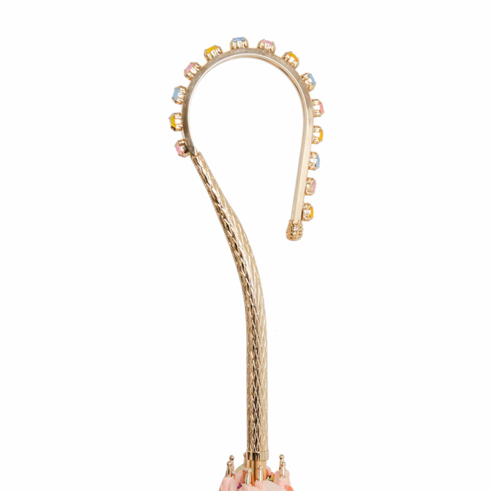 Luxury Jeweled Umbrella – Handmade Italian Designer Rain Accessory With Pink Canopy