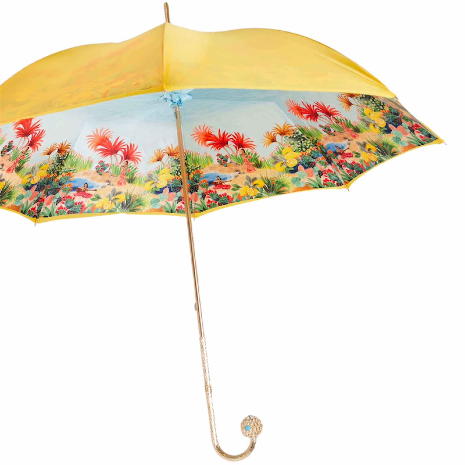 Hawaiian Umbrella – Handmade Italian Rain Umbrella with Jeweled Brass Handle