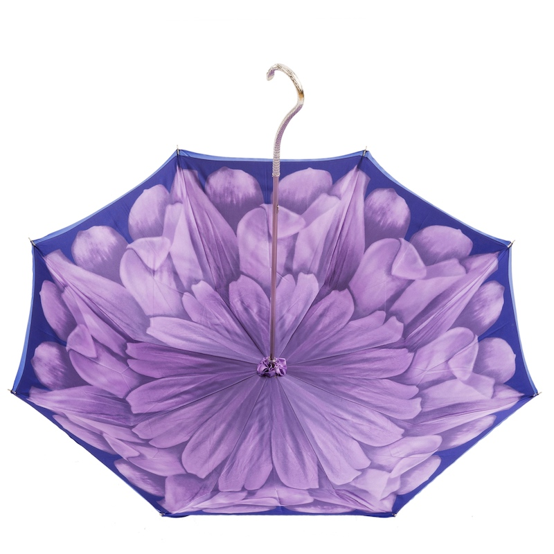 Purple Dahlia Umbrella – Manual Open Double Cloth Canopy With Jeweled Brass Handle