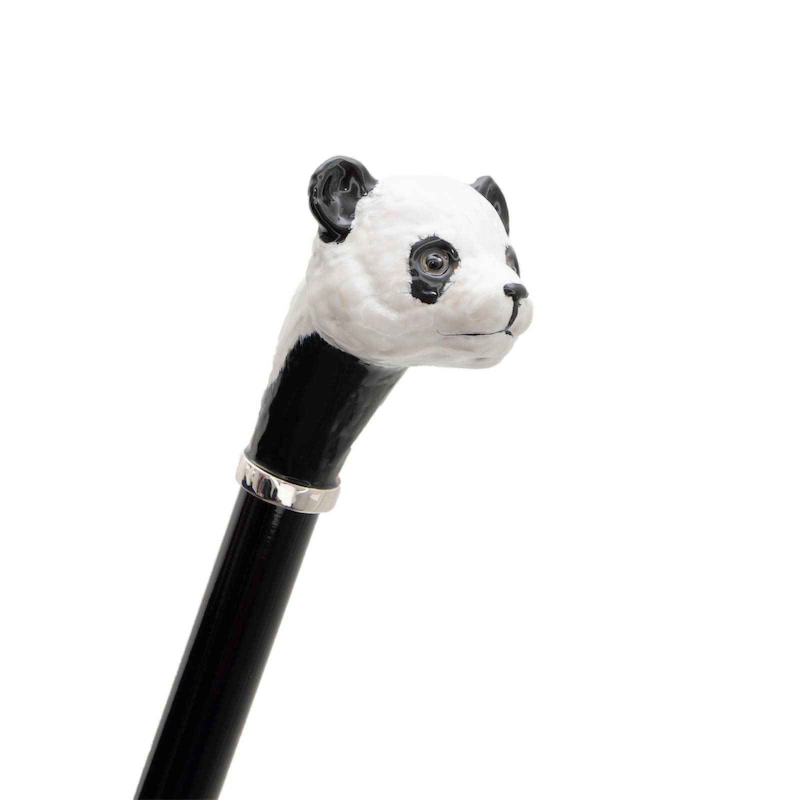 Panda Umbrella – Polka Dot Rain Umbrella with Enameled Brass Handle, Handmade Italian