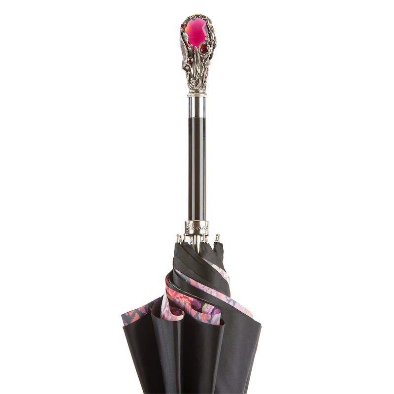 Luxury Red Gem Umbrella – Handmade Italian Fashion Statement With Durable Polyester Canopy