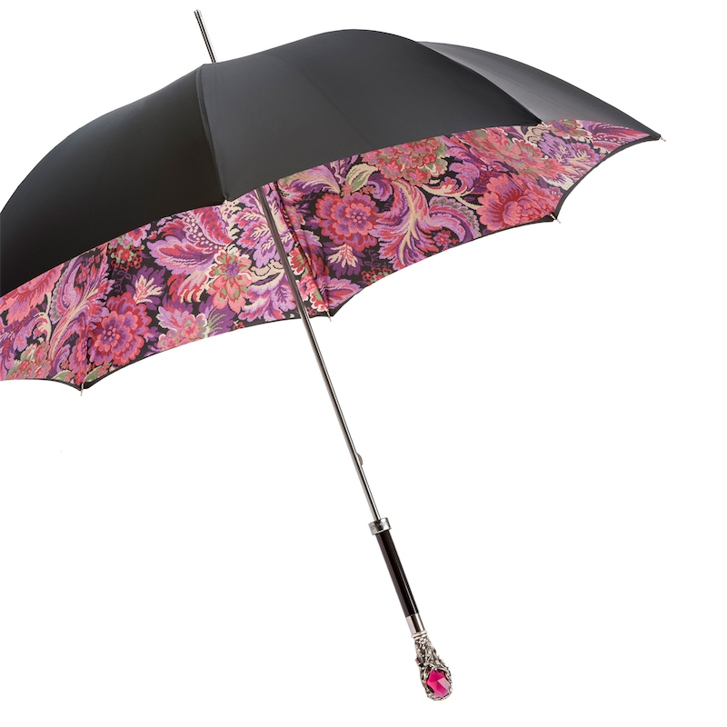 Luxury Red Gem Umbrella – Handmade Italian Fashion Statement With Durable Polyester Canopy