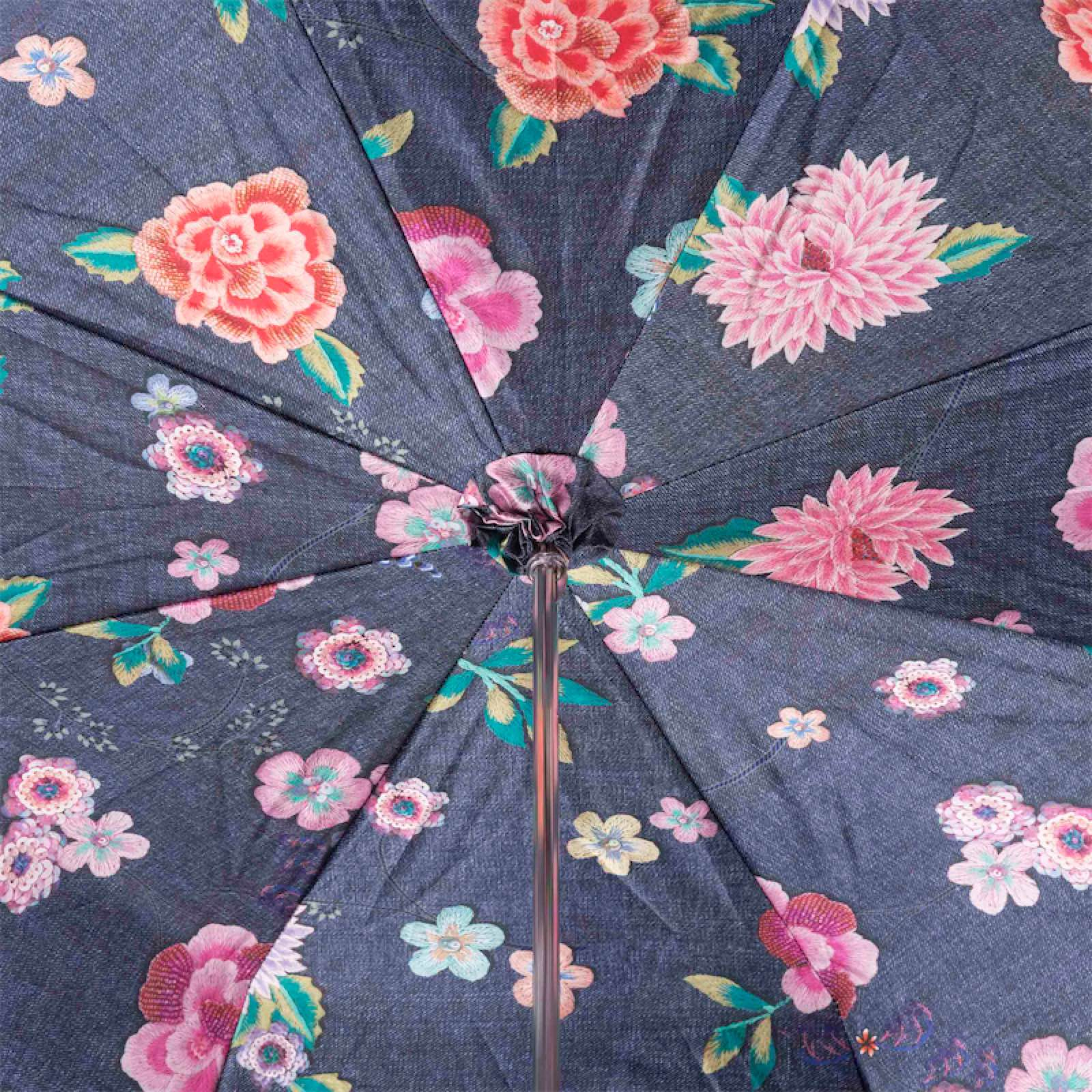Floral Print Umbrella – Handmade Italian Rain Umbrella with Leather Handle & Gift Box