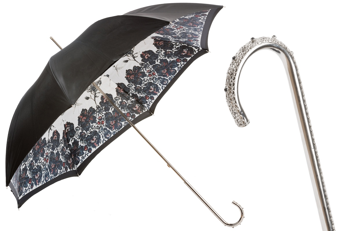 Italian Jeweled Umbrella – Handmade Luxury Rain Umbrella with Brass Handle