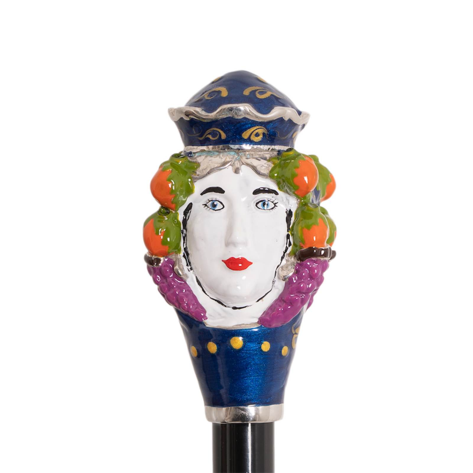 Luxury Manual Umbrella – Sicilian Head Design With Enameled Brass Handle