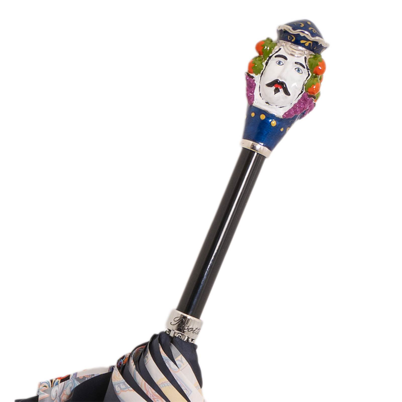 Luxury Manual Umbrella – Sicilian Head Design With Enameled Brass Handle