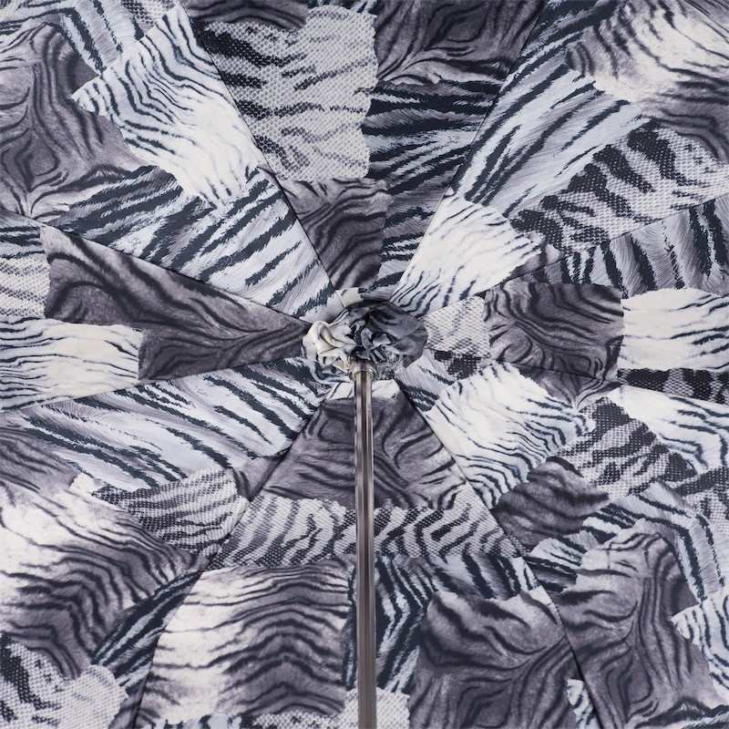 Animalier Umbrella – Black White Double Cloth Manual Open With Acetate Handle