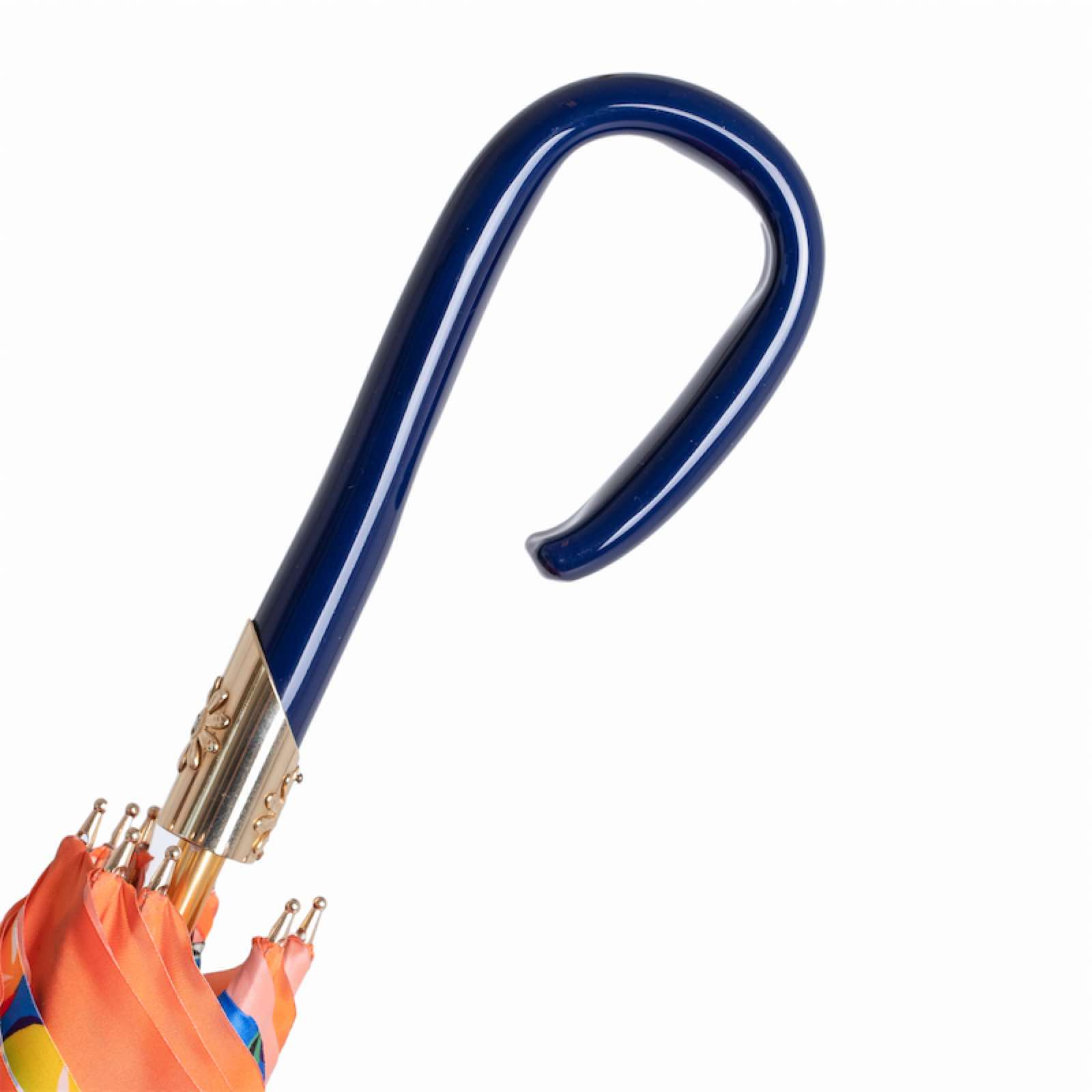 Orange Floral Umbrella – Handmade Italian Rain Umbrella with Acetate Handle