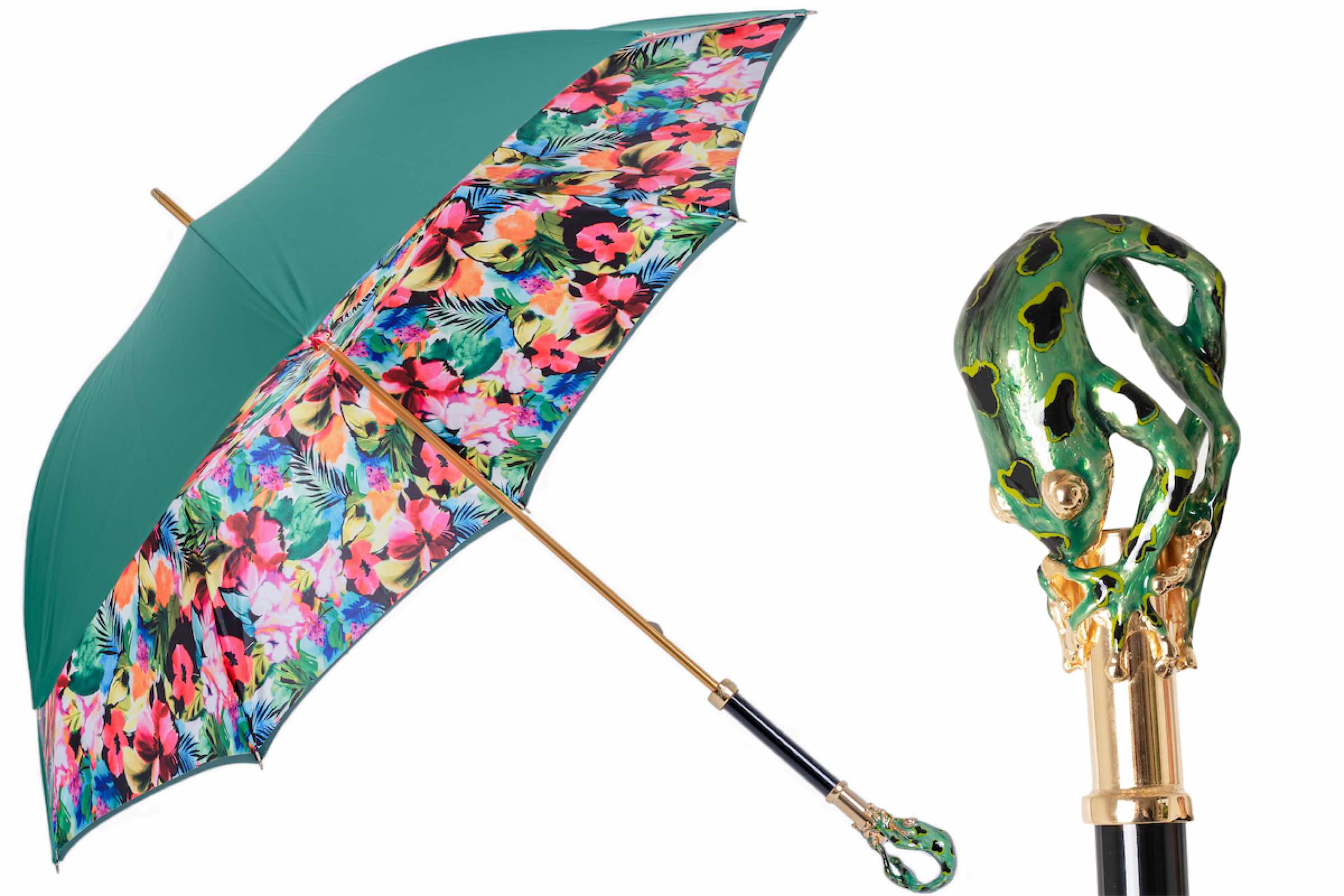 Frog Umbrella – Handmade Italian Rain Umbrella with Enameled Brass Handle