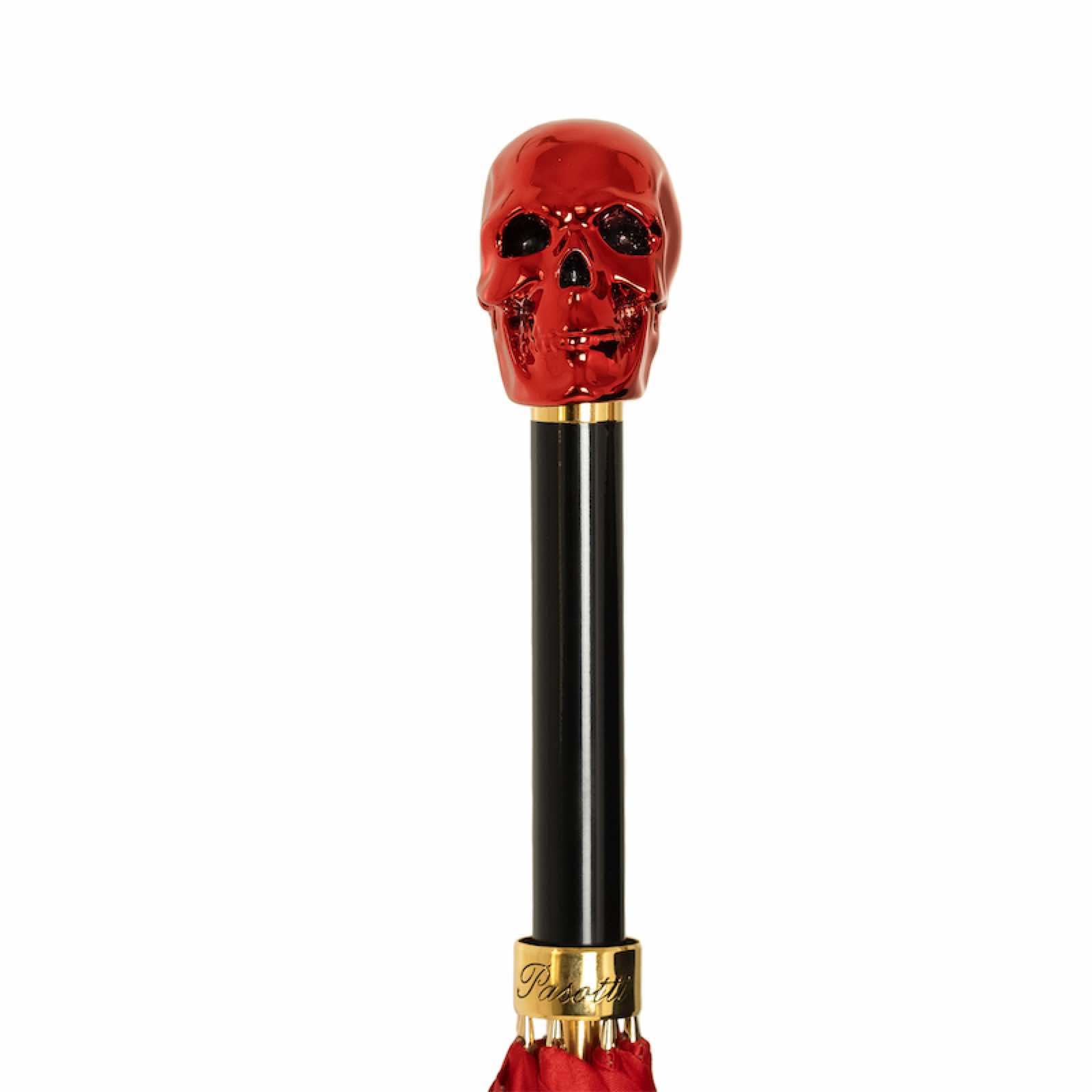 Red Skull Umbrella – Handmade Italian Luxury Rain Umbrella with Resin Handle
