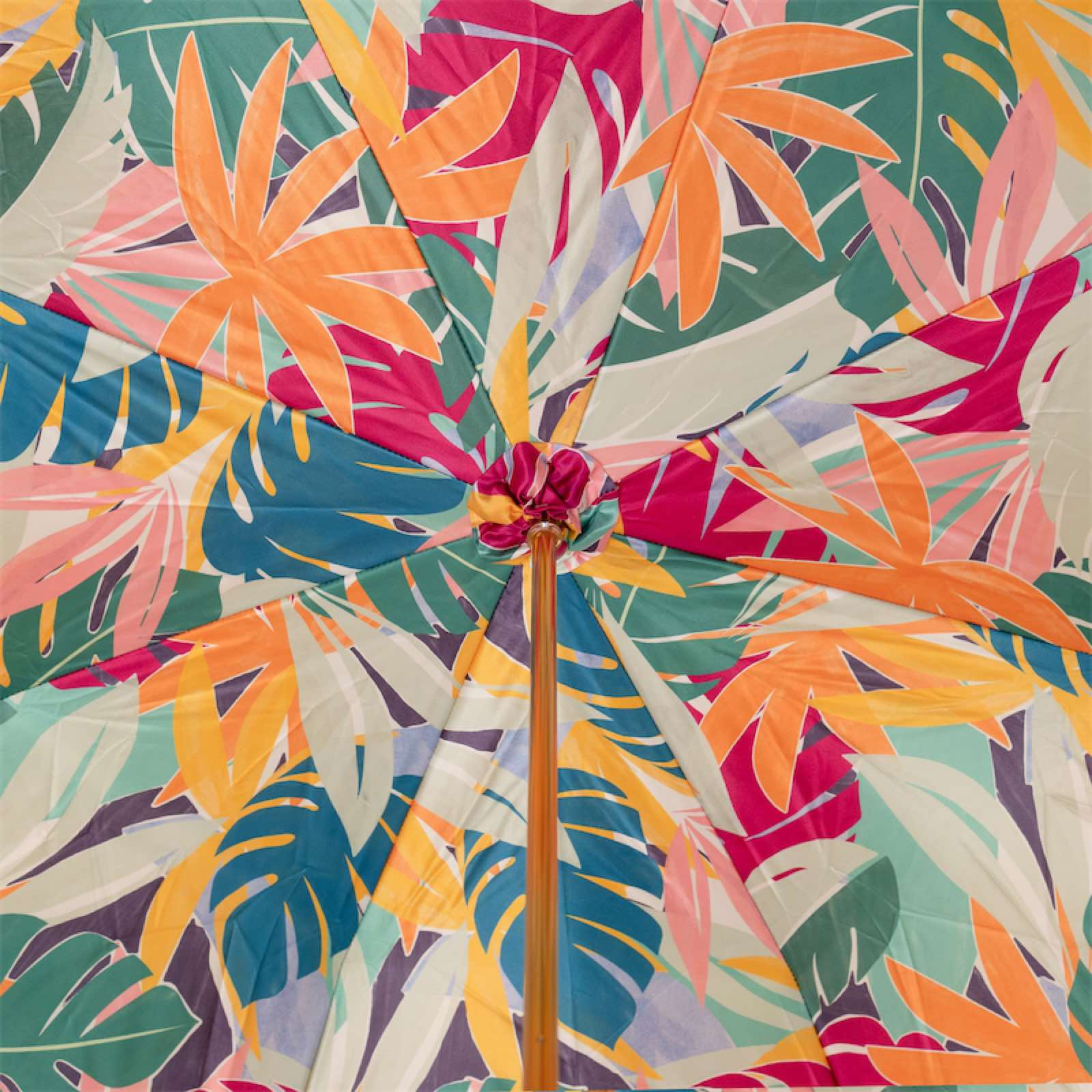 Yellow Tropical Umbrella – Handmade Italian Rain Umbrella With Wooden Handle