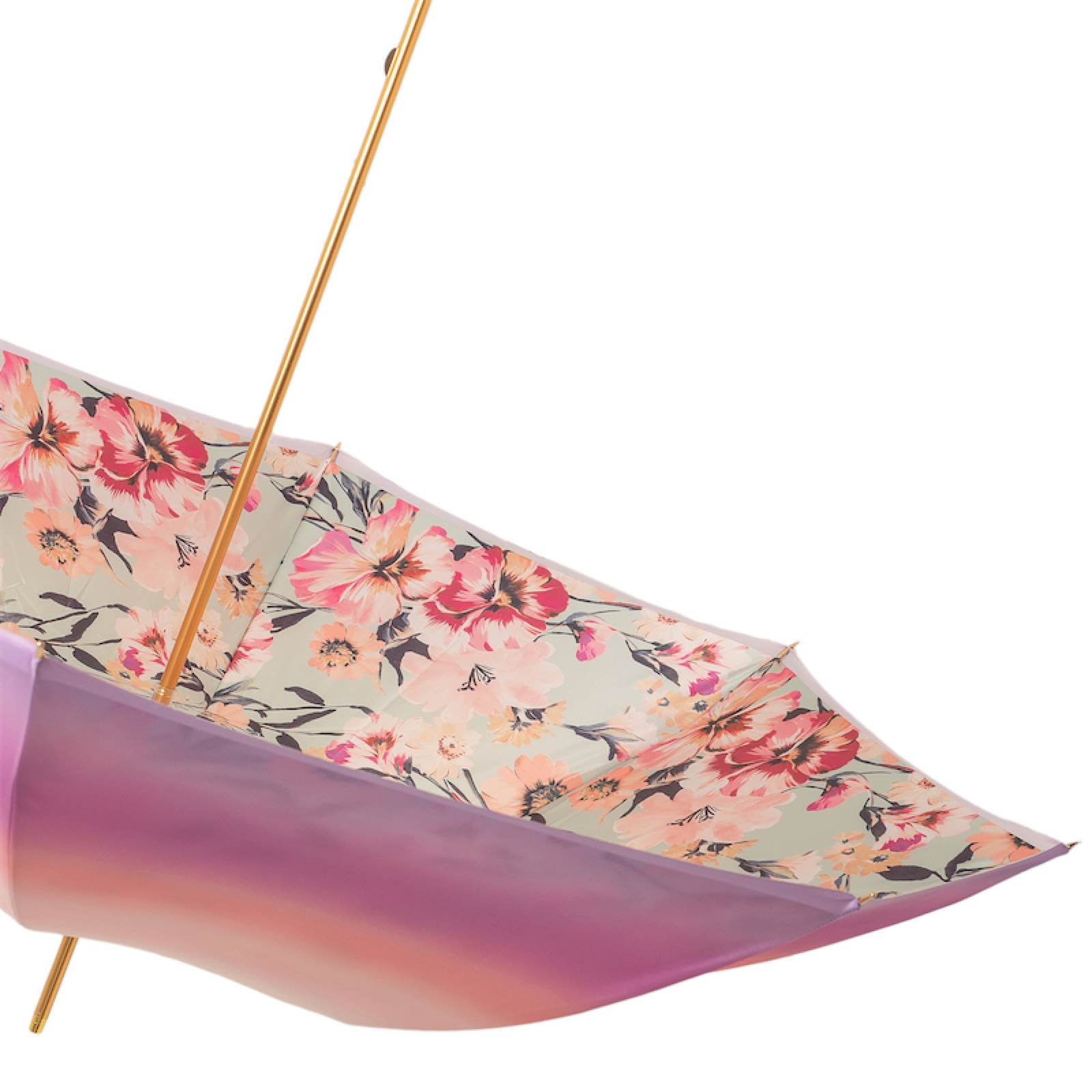 Pink Ombre Umbrella – Handmade Italian Elegance with Floral Print Canopy