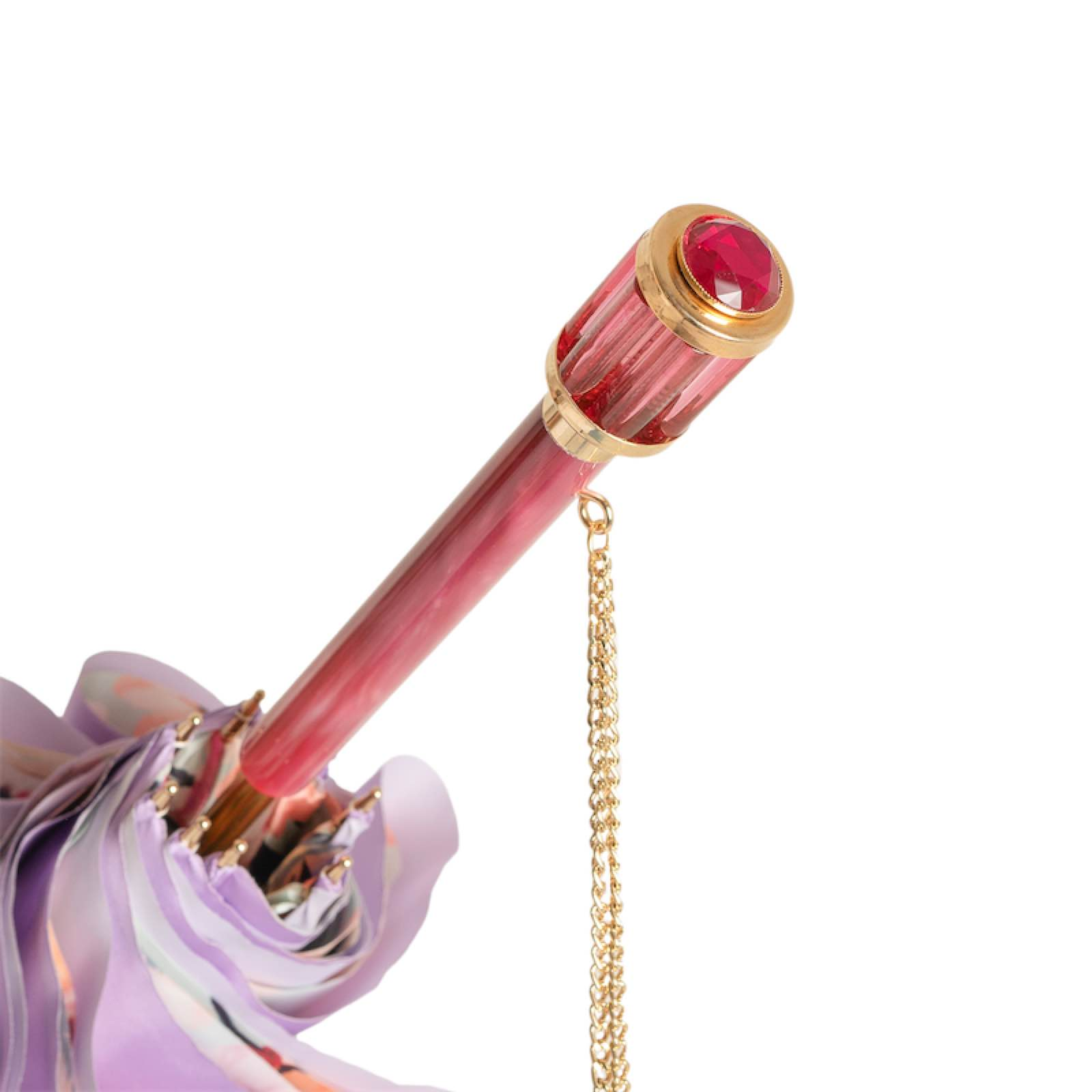 Pink Ombre Umbrella – Handmade Italian Elegance with Floral Print Canopy