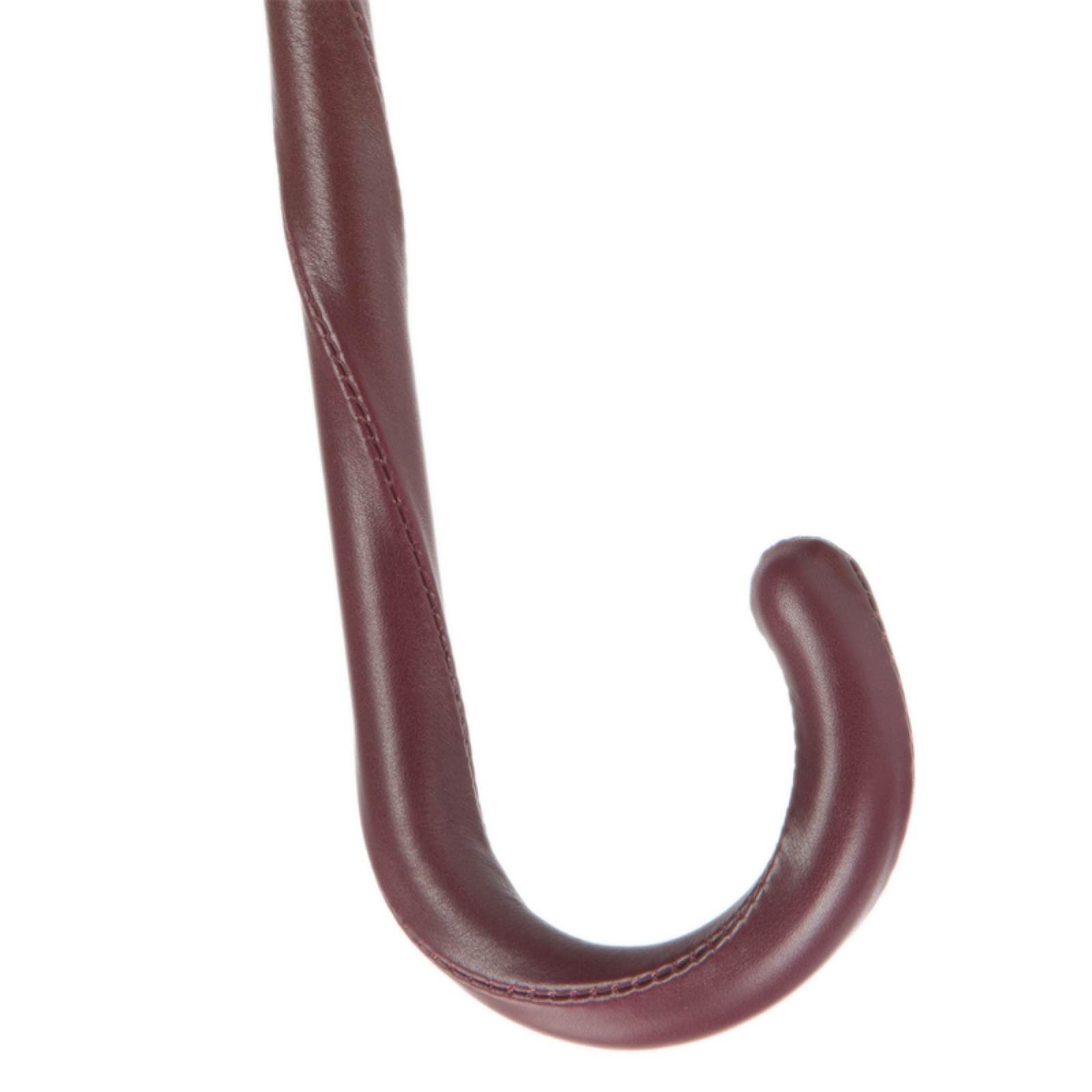 Leather Handle Umbrella – Flowered Burgundy Manual Opening Rain Gear for Women