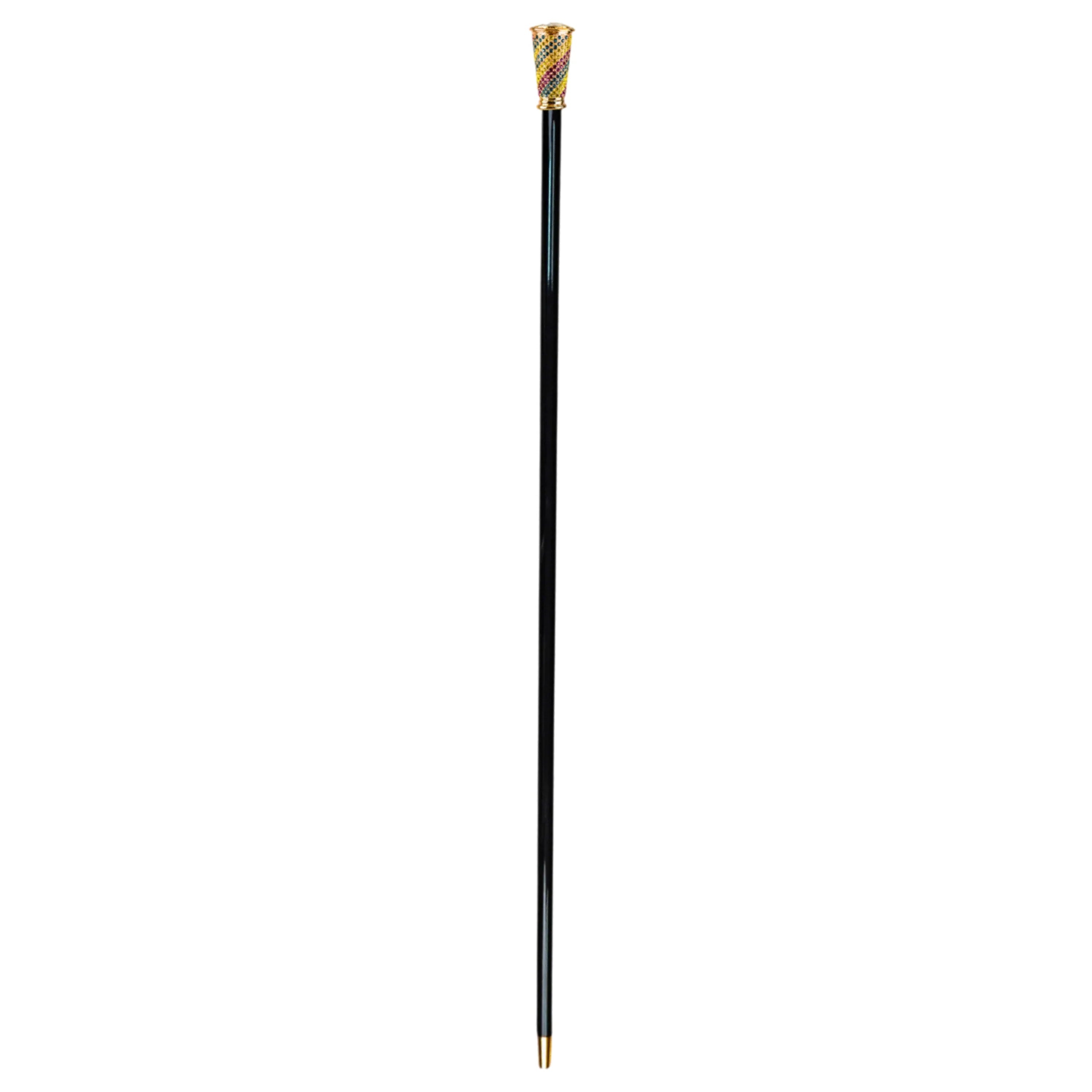 Luxury Walking Cane – 24K Gold Walking Stick with Multicolor Crystal Handle