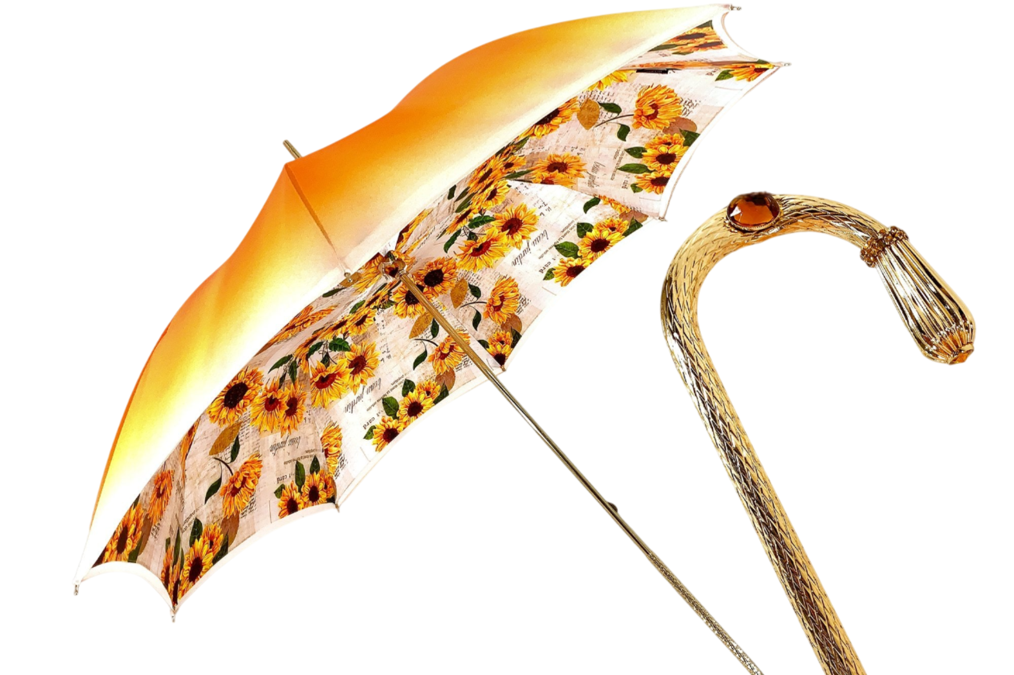 Double Canopy Umbrella – Sunflower Umbrella with 24K Gold Handle & UV Protection