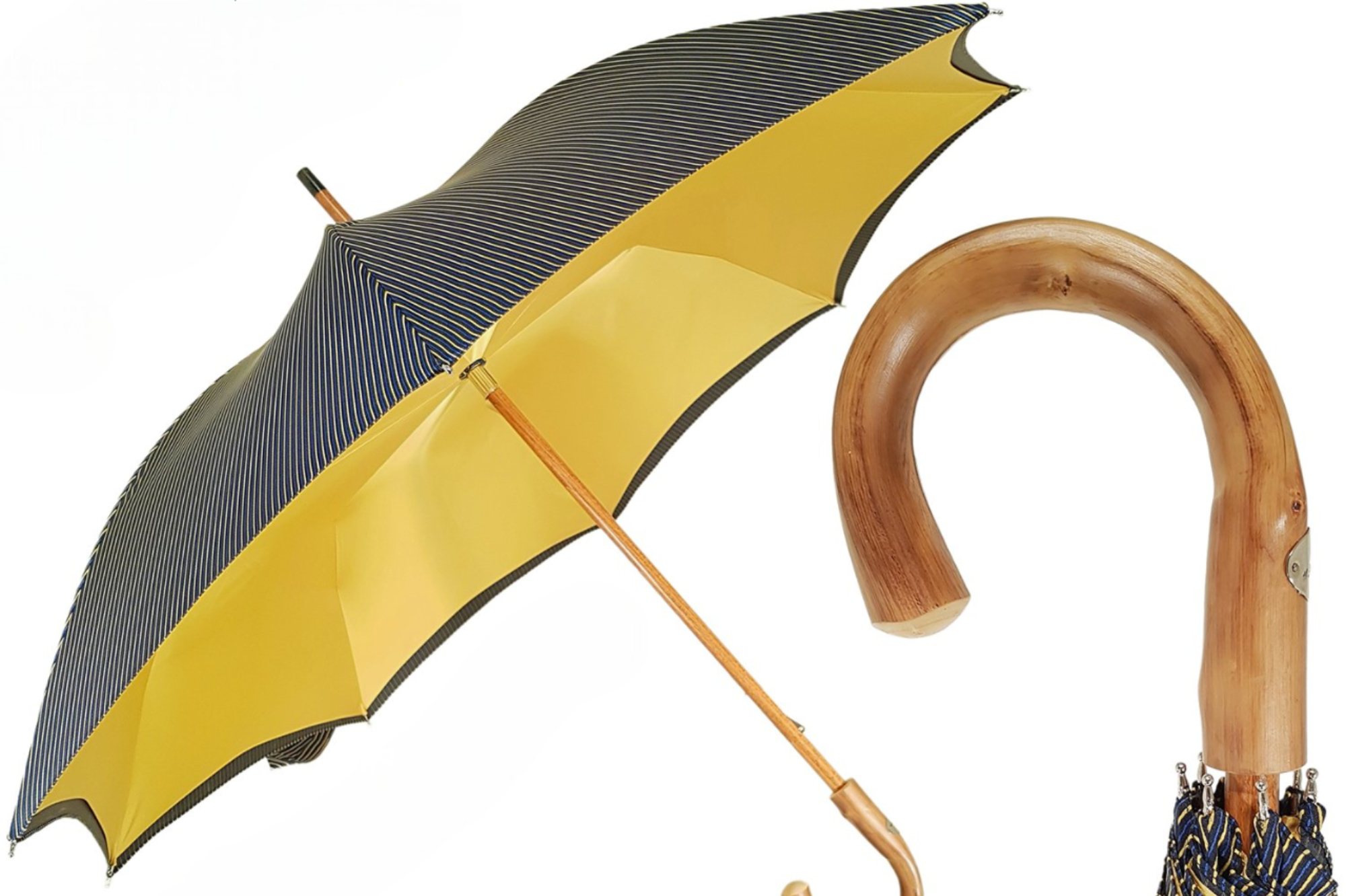Double-Cloth Umbrella | Italian Handmade Multicolor Striped Rain Protection Gear