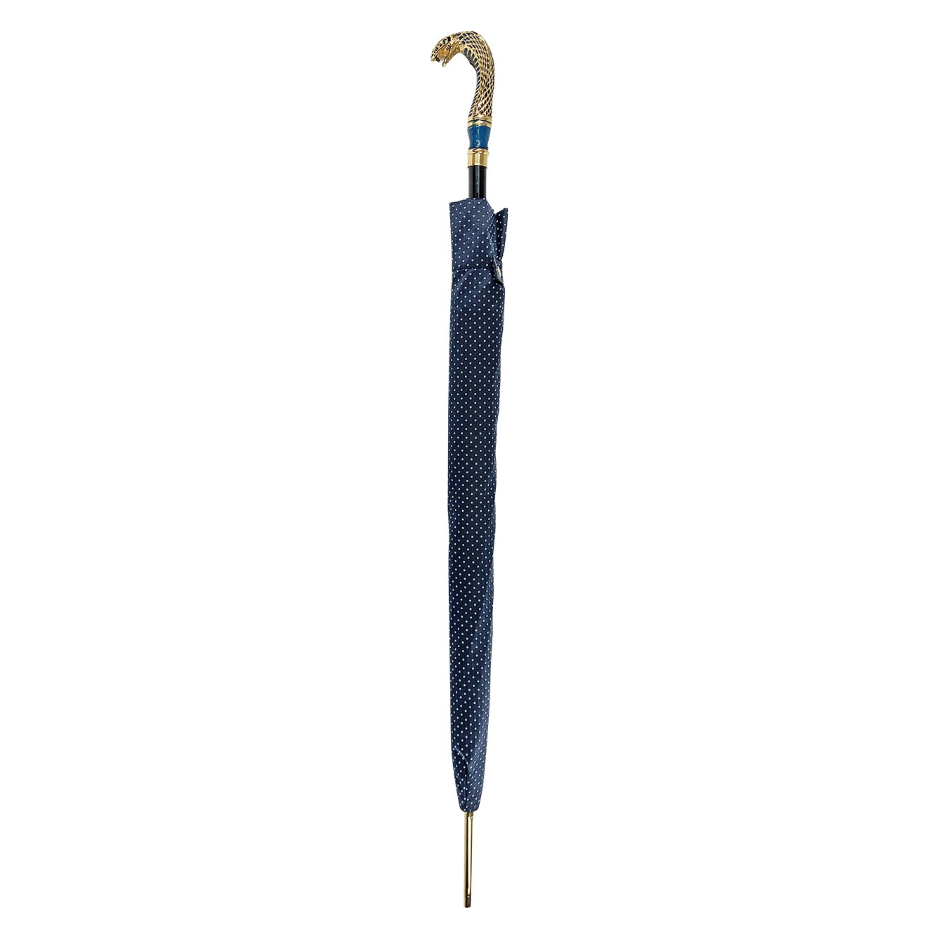 Luxury Jaquard Umbrella – 24K Gold-Plated Hand-Enameled Snake Handle, Fiber Carbon Ribs
