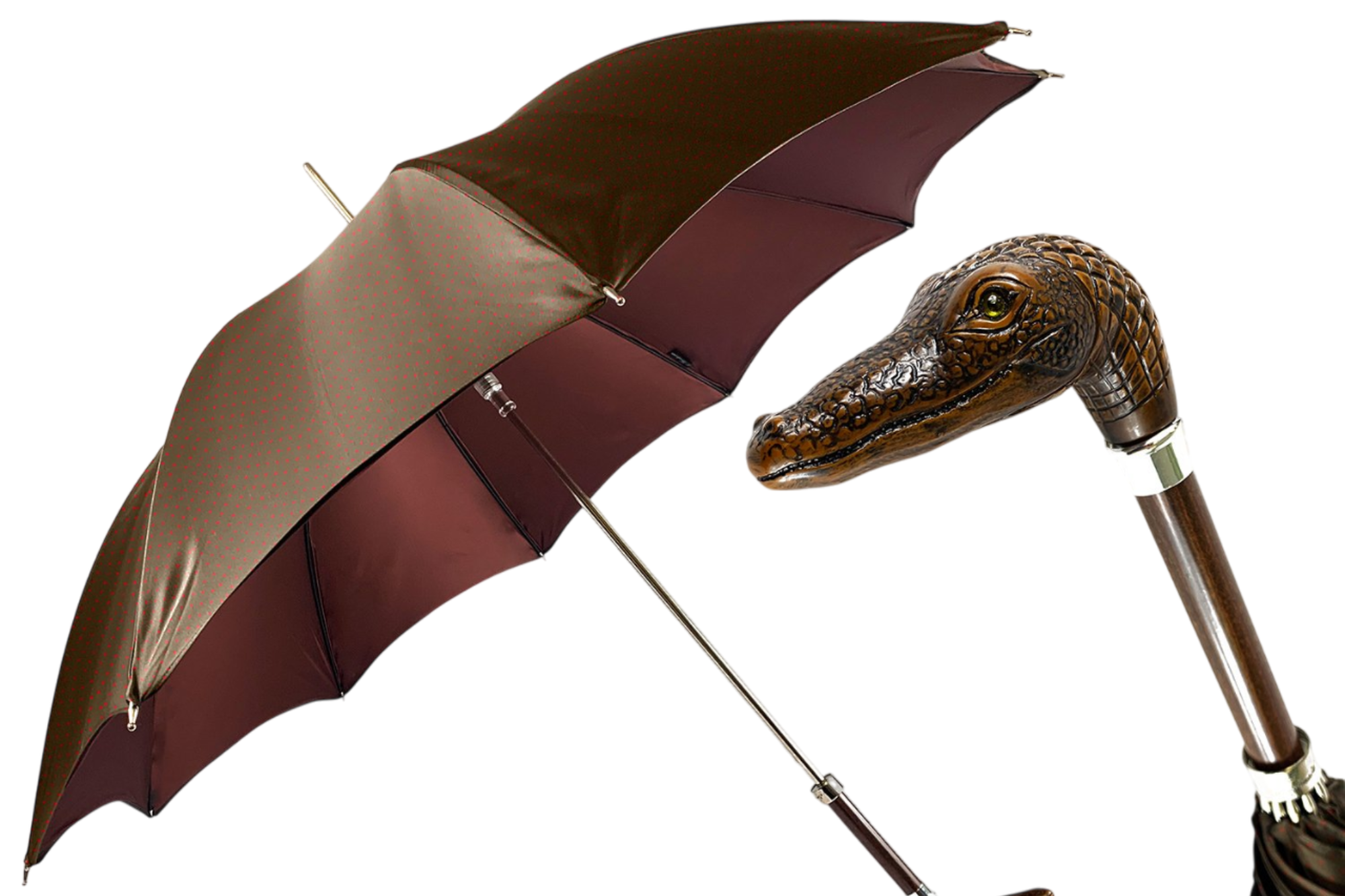 Luxury Two-Tone Umbrella – Automatic Open Carbon Fiber Ribs, Crocodile Handle