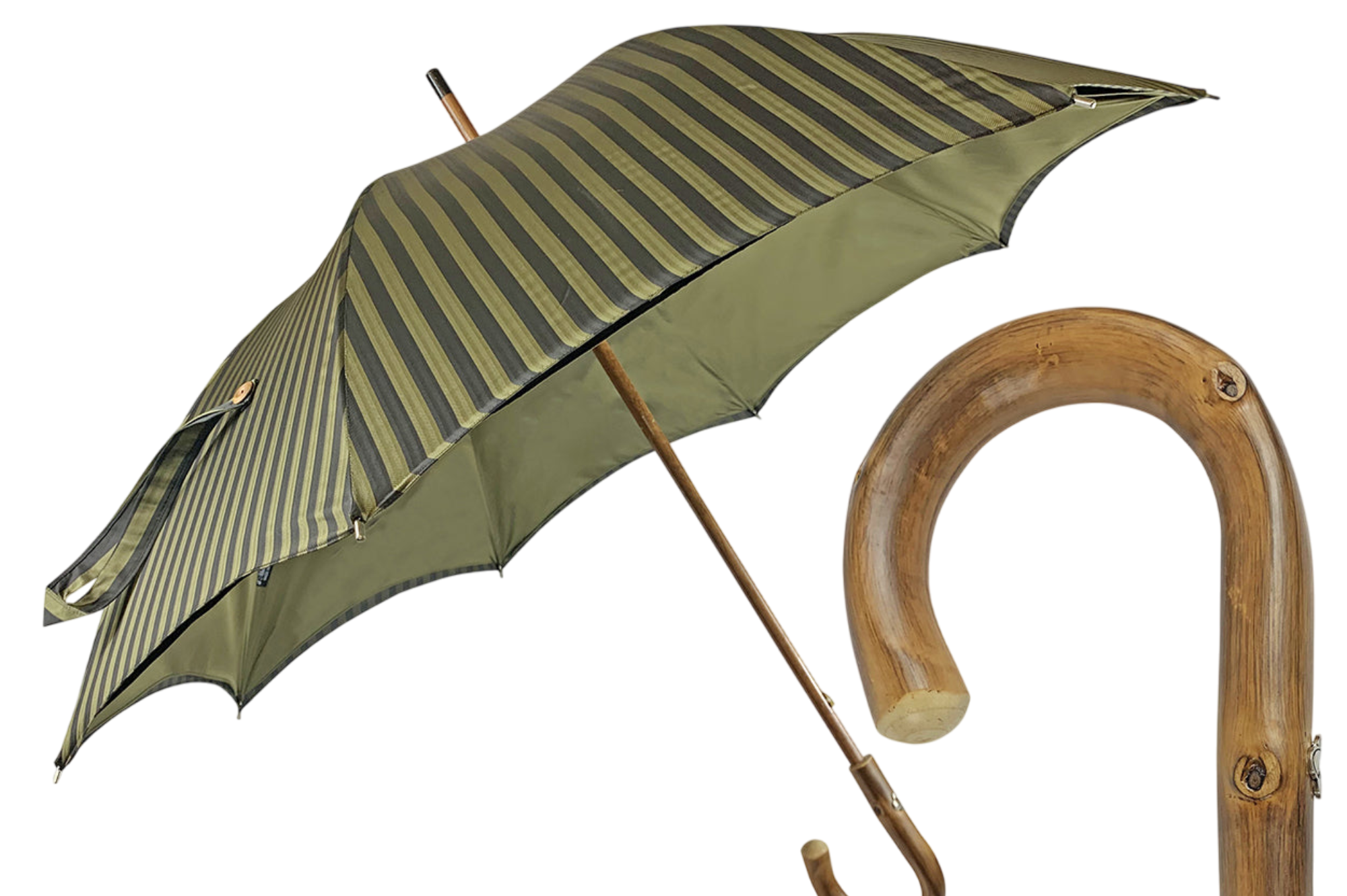 Classic Green Umbrella – Men's Rain Umbrella with Handcrafted Chestnut Handle & Double Cloth Canopy