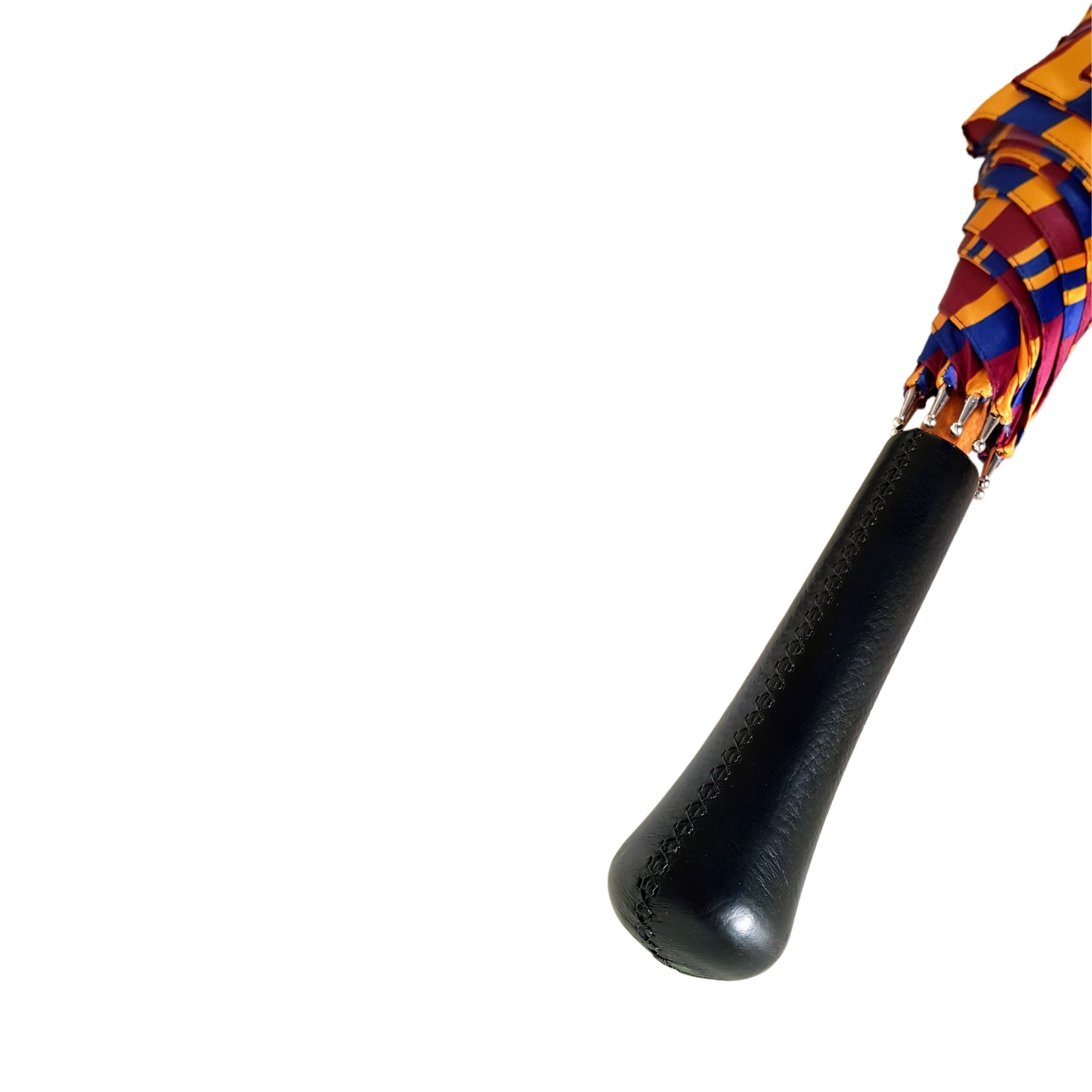 Handcrafted Striped Umbrella – Luxury Rain Gear With Leather Handle & Wind Resistant Frame