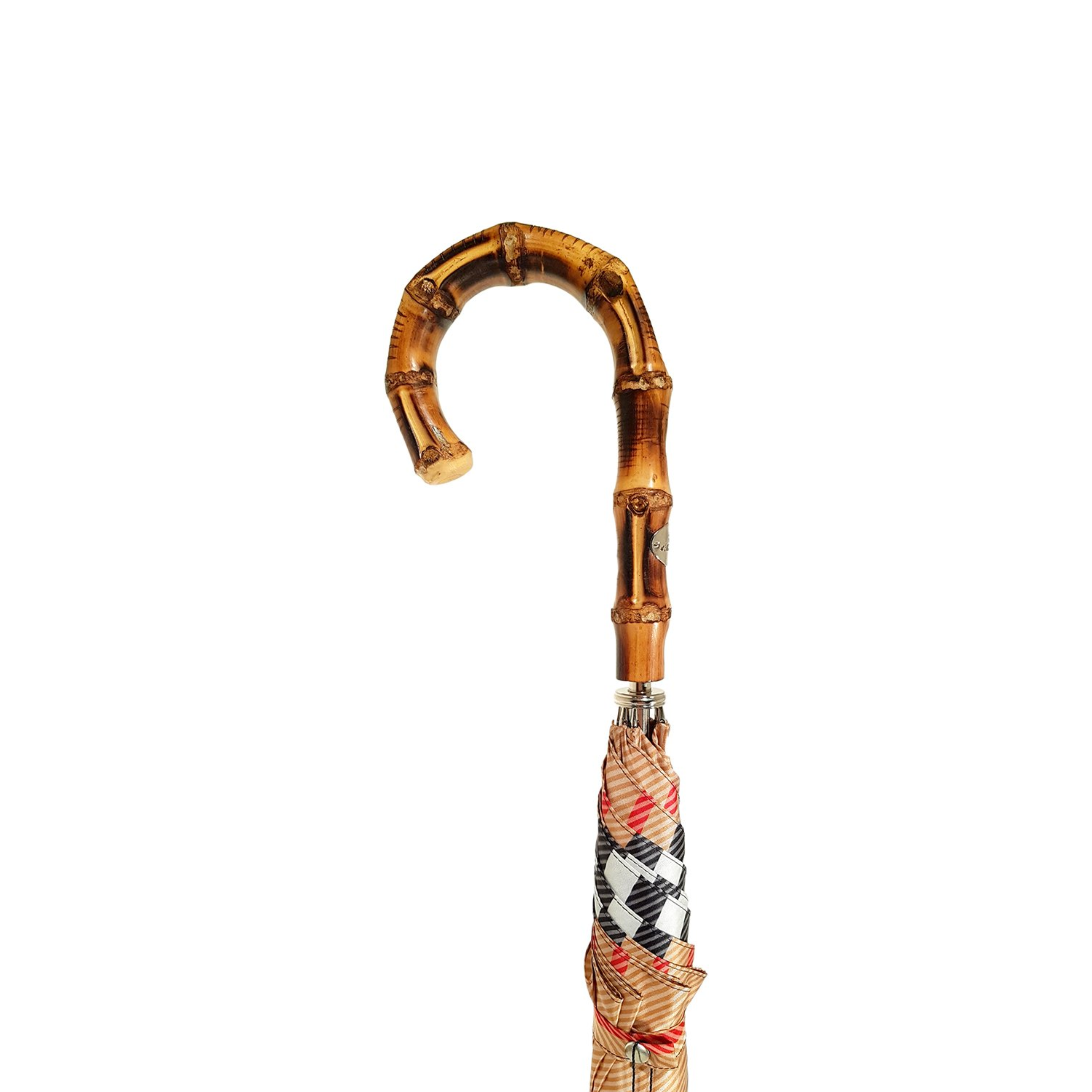 Luxury Men's Umbrella – Striped Italian Satin Canopy | Bamboo Handle, Automatic Open