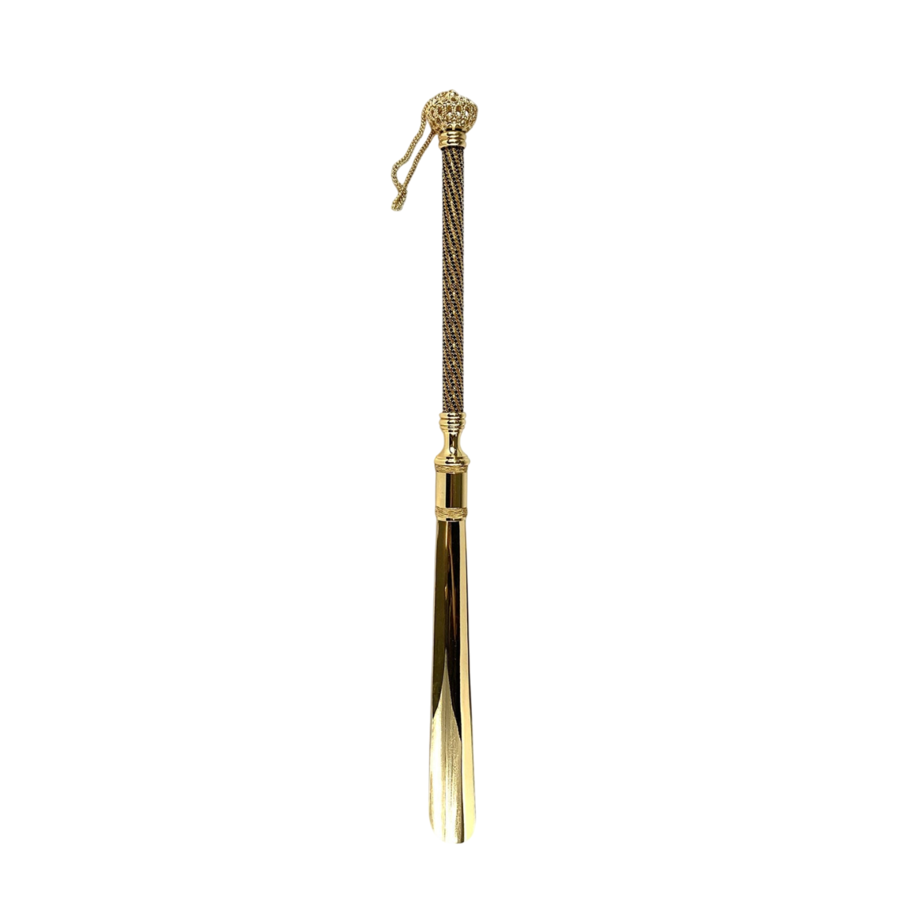 Gold Plated Shoehorn – Long Handled Luxury Shoe Accessory Tool with Swarovski Crystal Handle