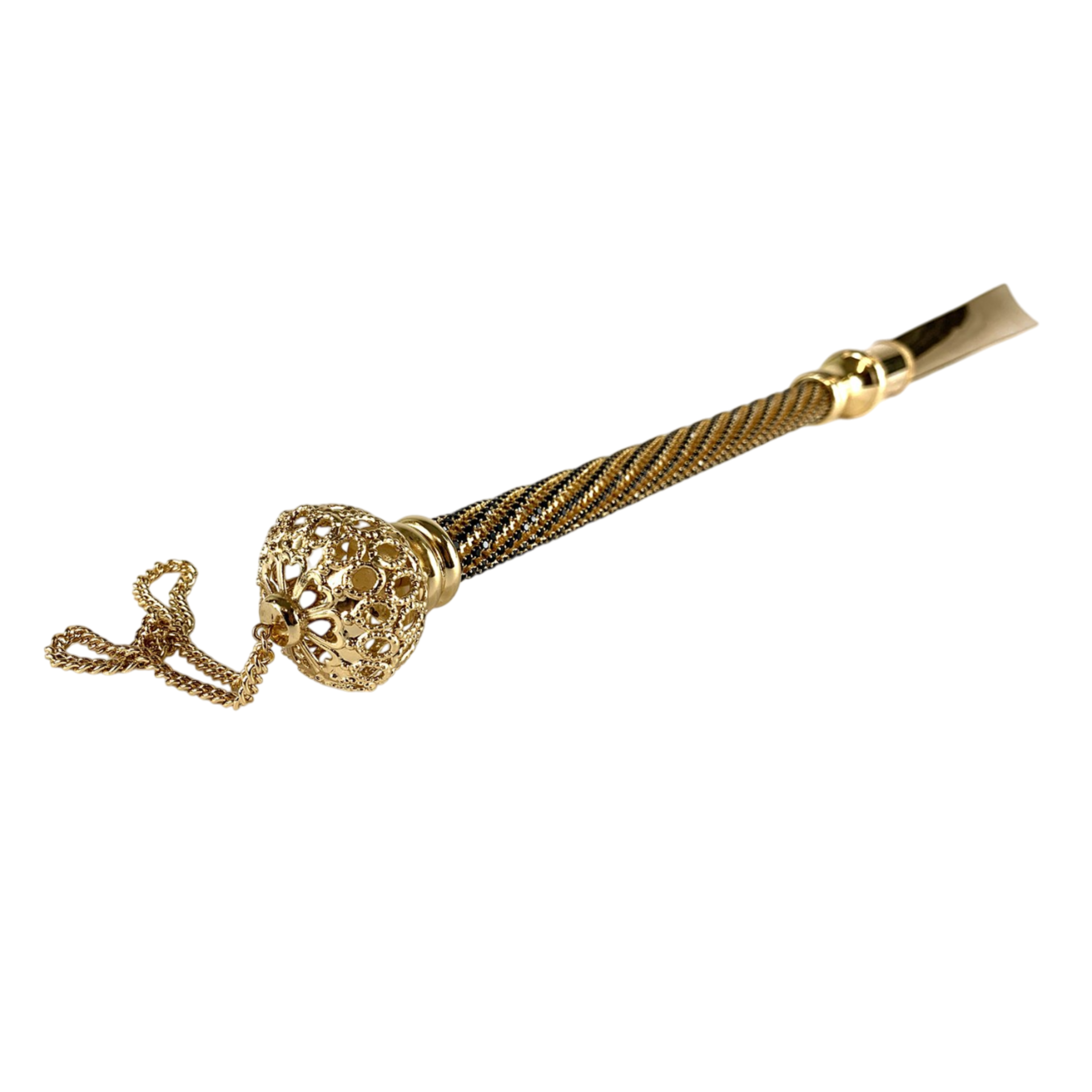 Gold Plated Shoehorn – Long Handled Luxury Shoe Accessory Tool with Swarovski Crystal Handle