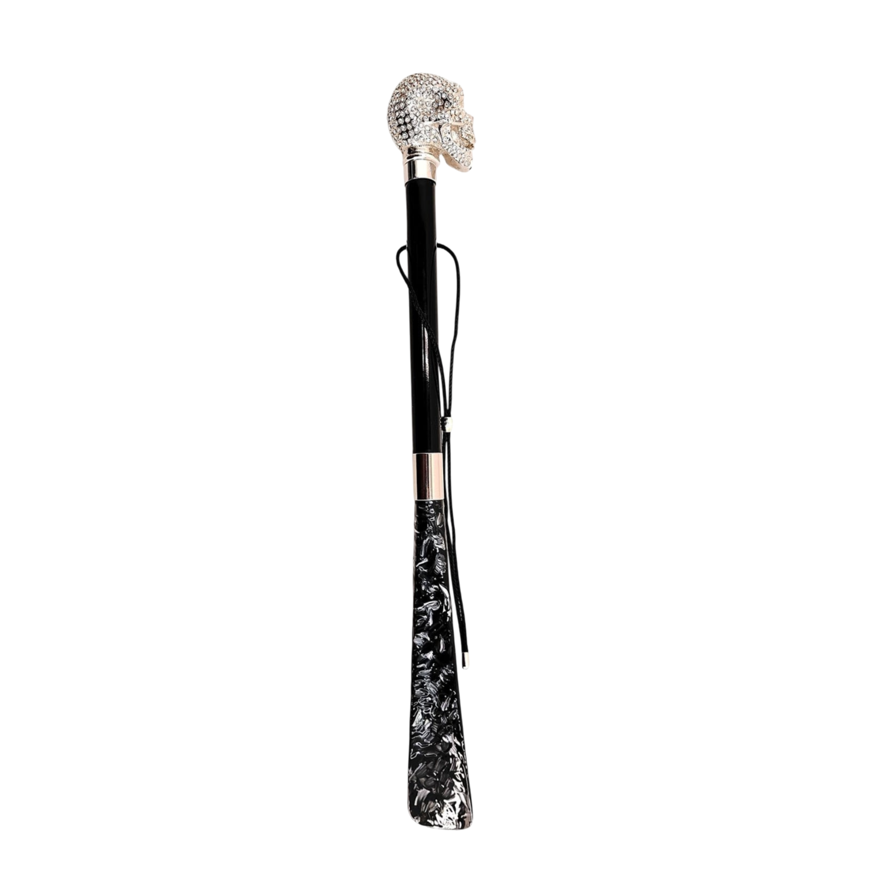 Silver Skull Shoehorn – Luxury Italian Handcrafted Swarovski Crystal Shoe Horn Accessory