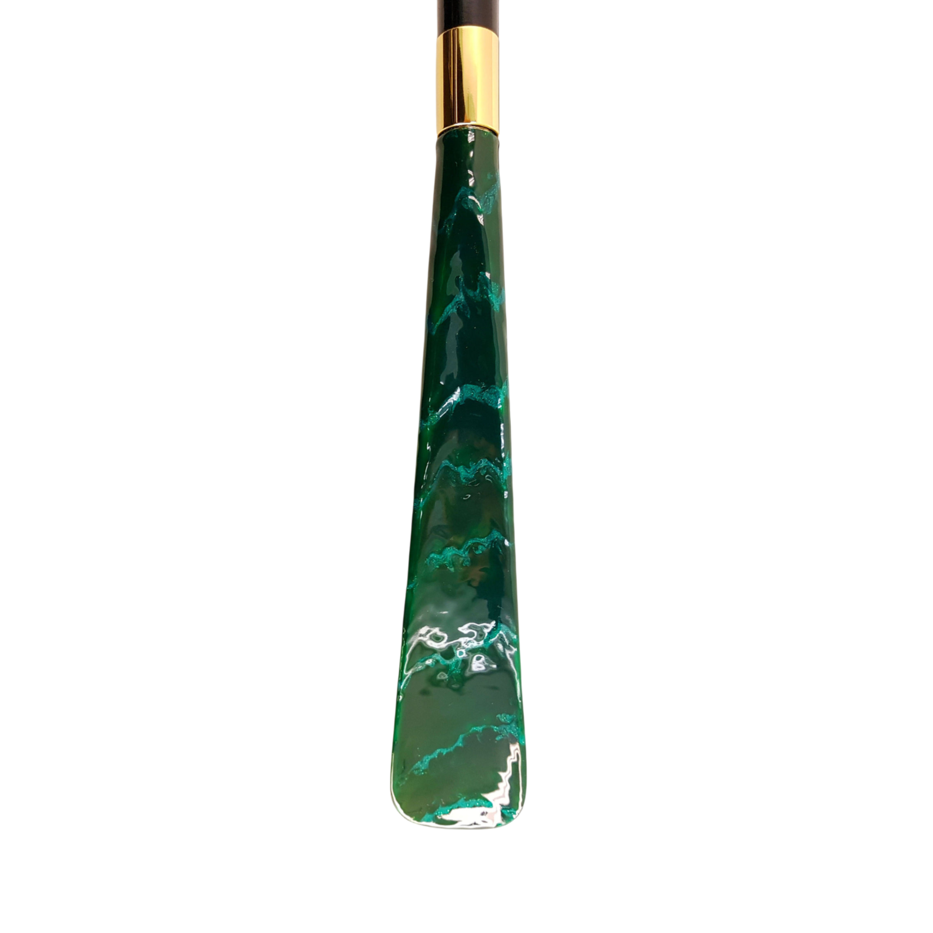 Italian Enamelled Shoehorn - Long Handled Parrot Handle With Golden Accents