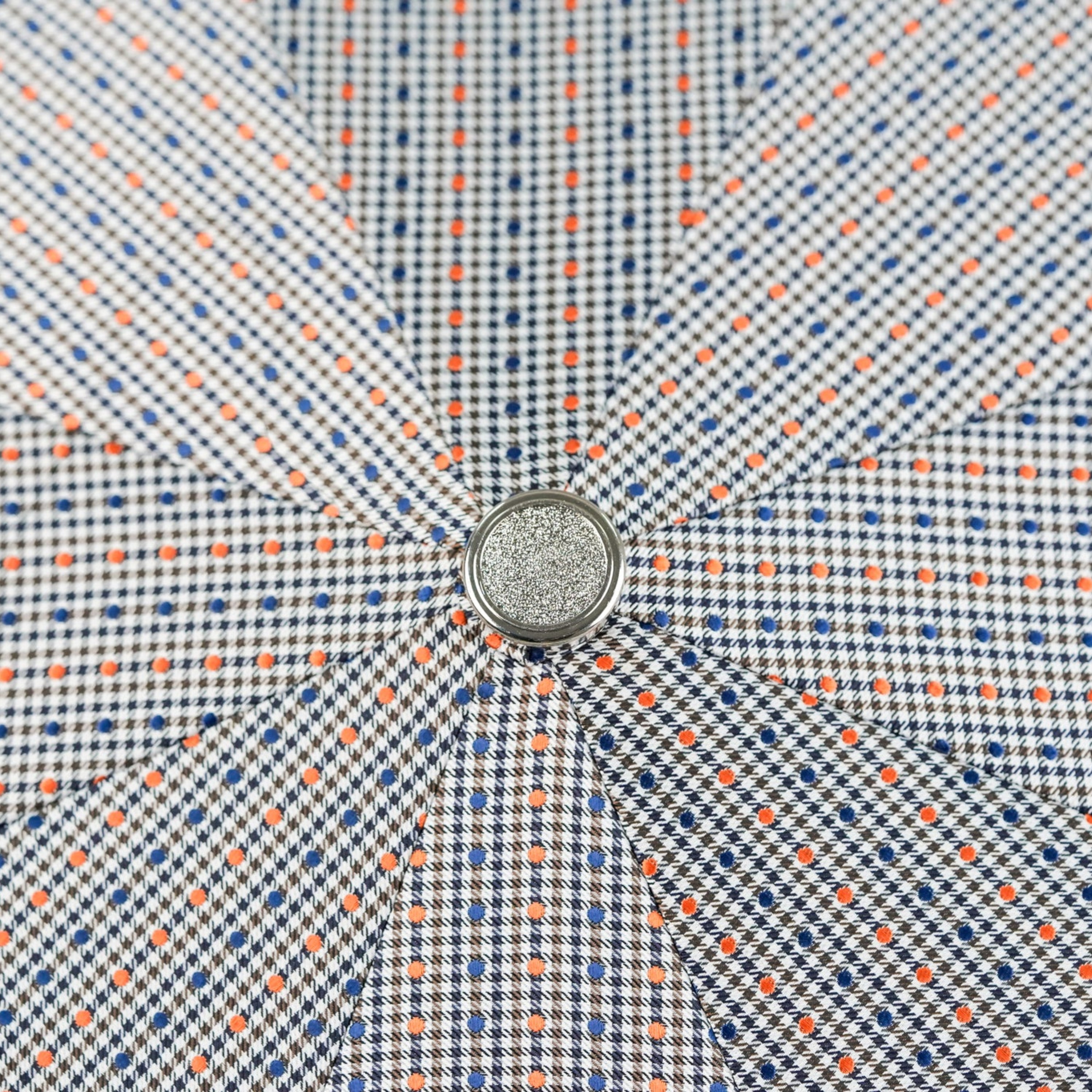 Polka Dot Folding Umbrella – Men's Classic Folding Umbrella with Hand-Curved Bamboo Handle