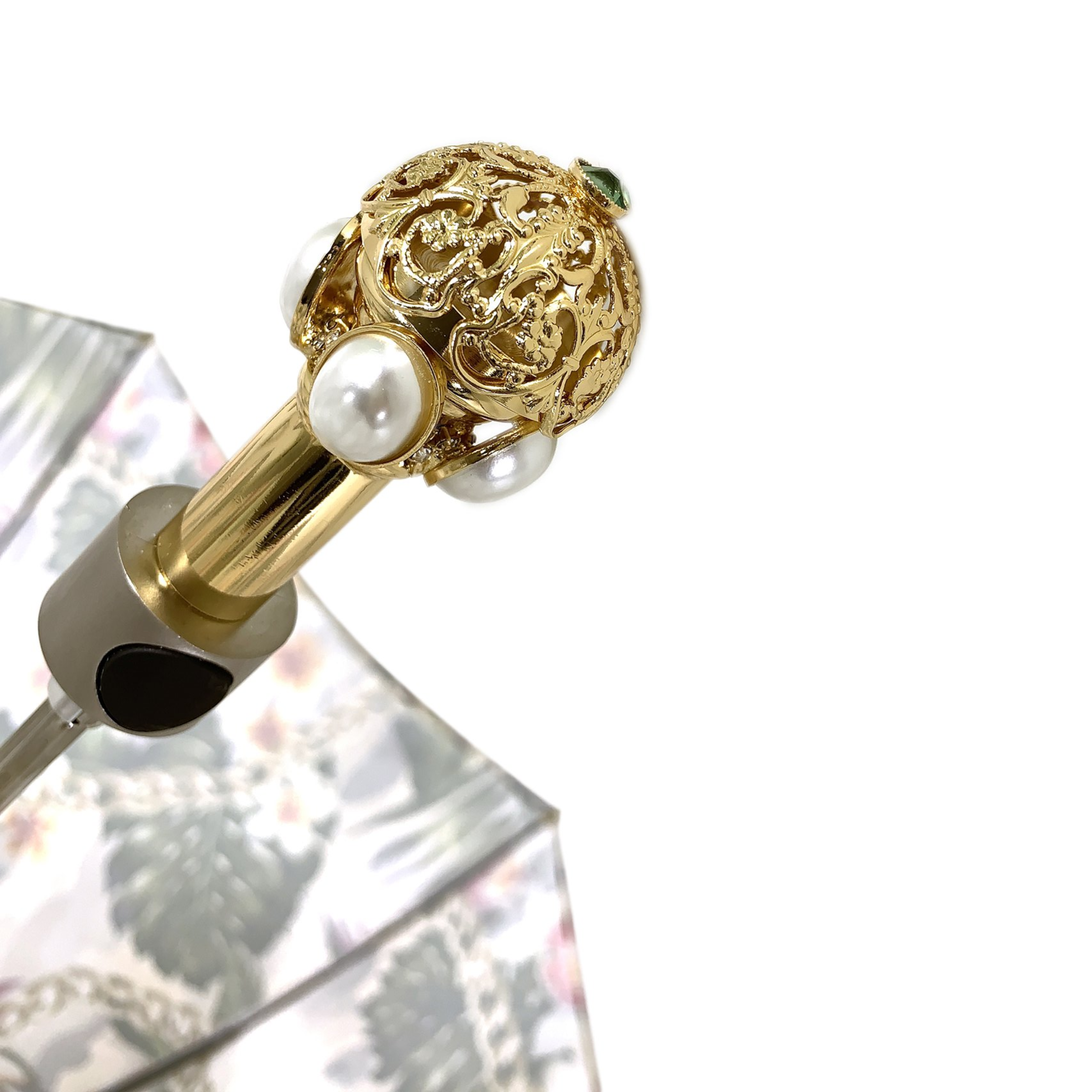 Ladies Folding Umbrella - Automatic Open, Silk Texture Canopy & Gold-Plated Handle