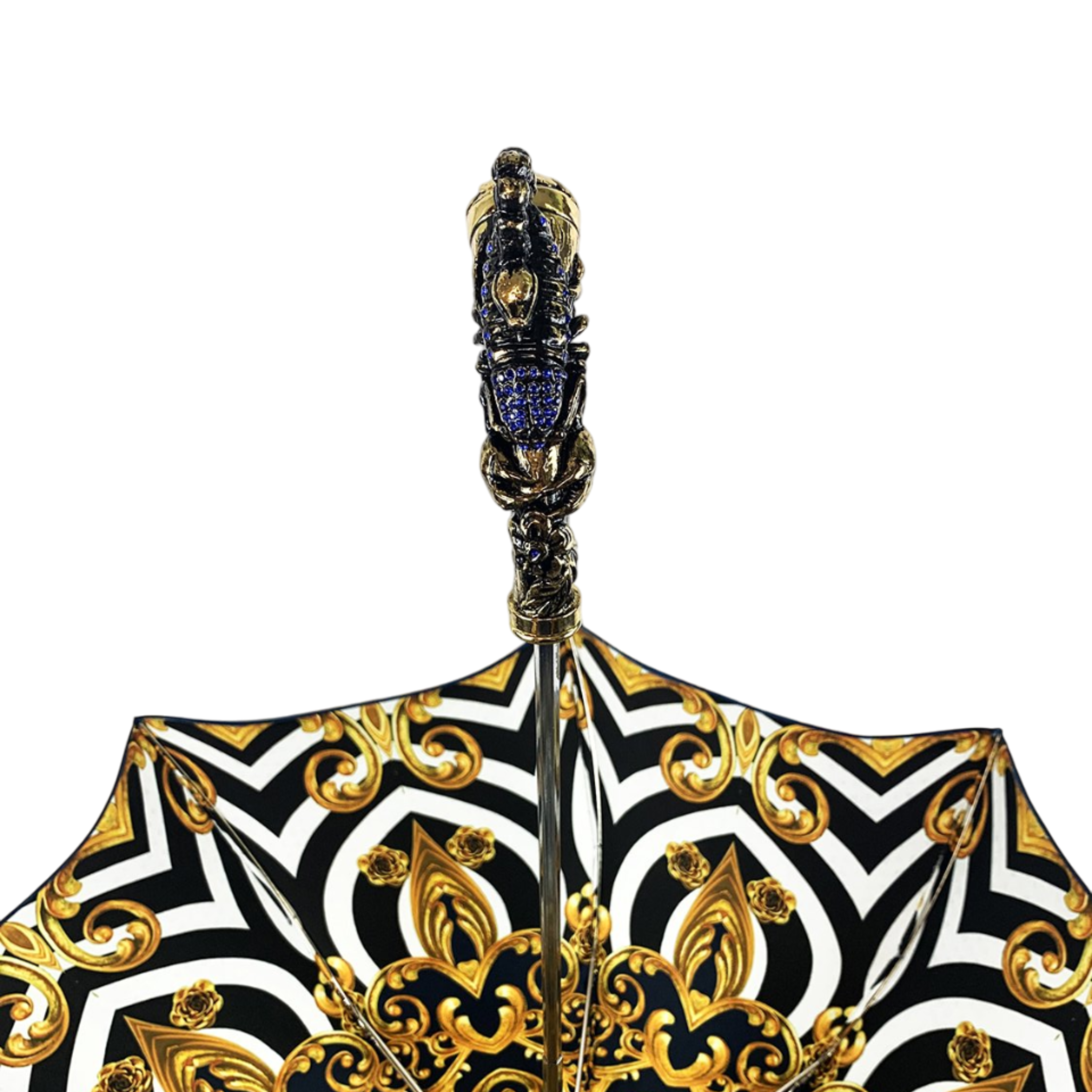 Luxury Women's Umbrella – Handmade Italian Double Canopy with Gold Plated Handle