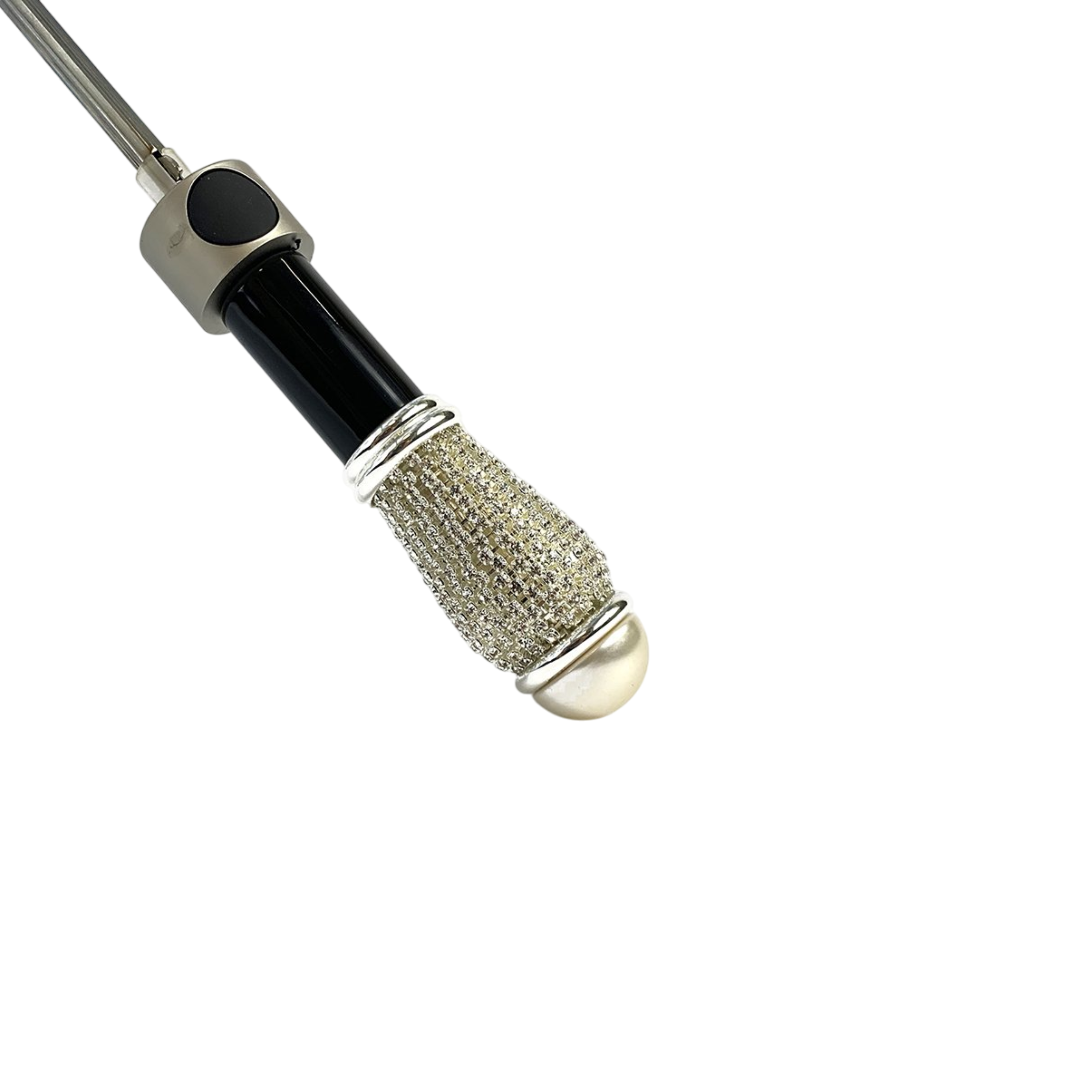 Folding Umbrella Blue Poppies Design | Italian Handmade, Silver Brass Handle & UV Protection