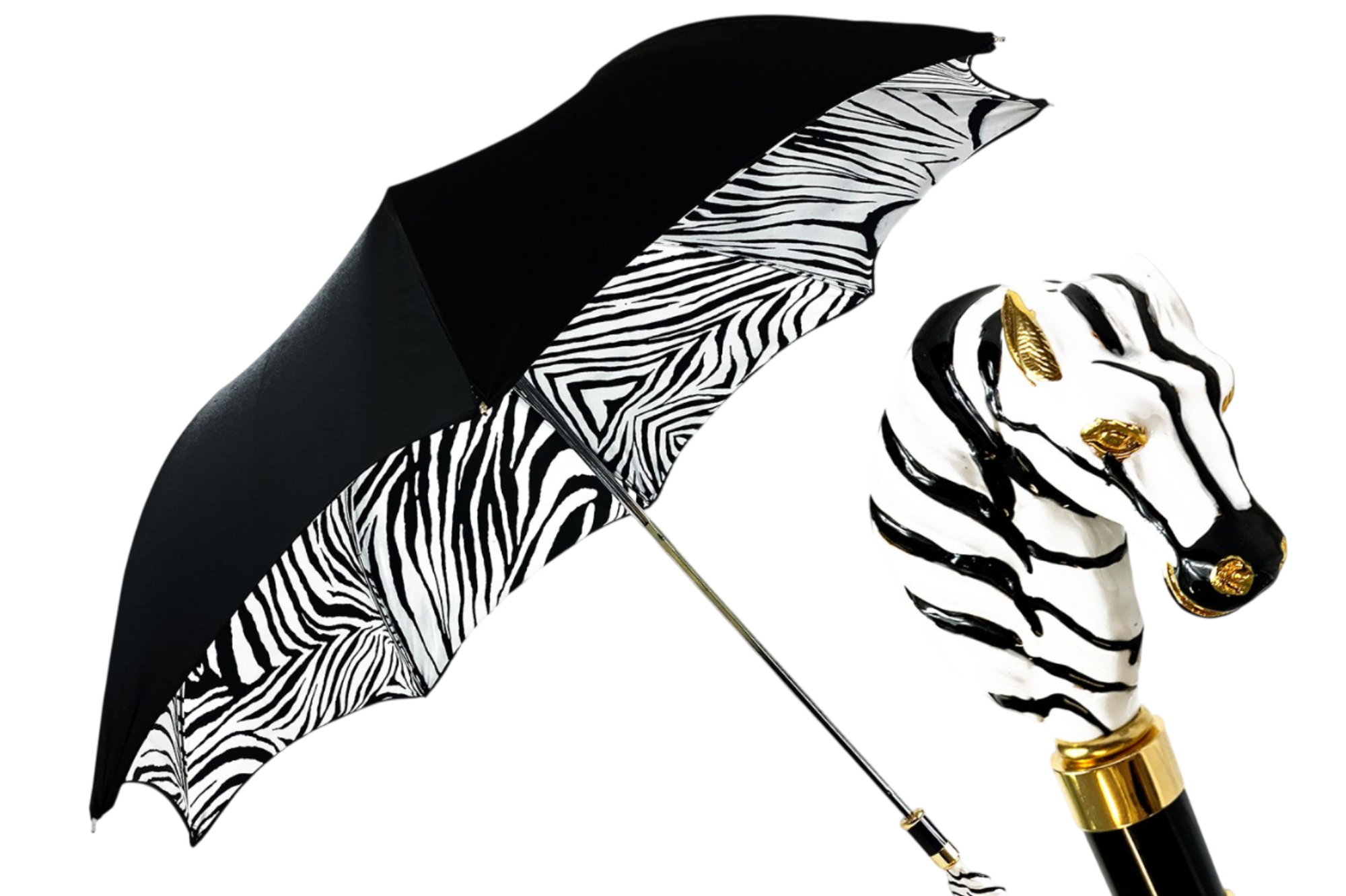 Luxury Umbrella – Hand-Painted Double Canopy With Gold-Plated Handle, Italian Handmade