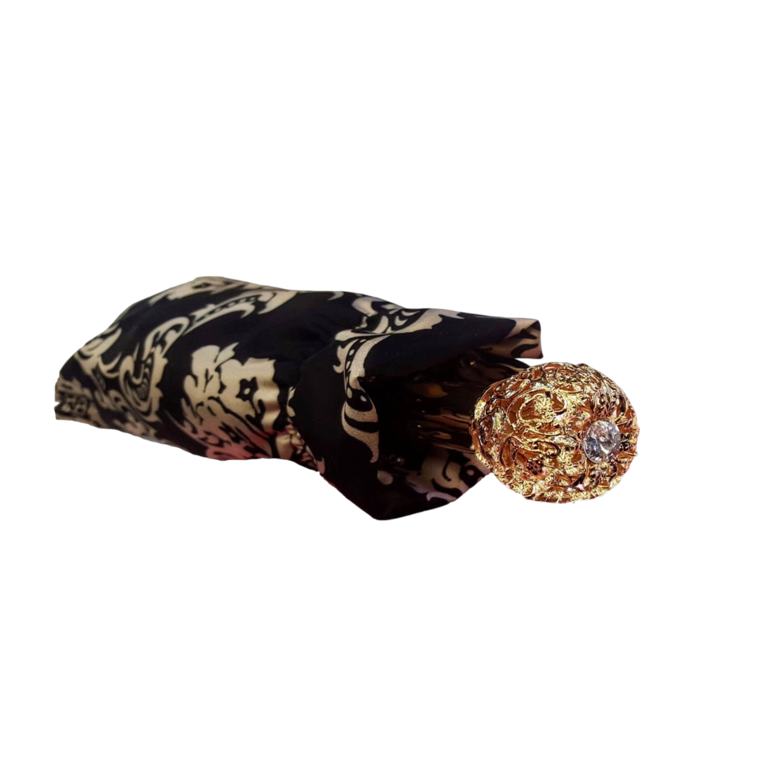 Ilmarchesato Baroque folding umbrella with black and white pattern, automatic open, lightweight and compact for easy carrying.