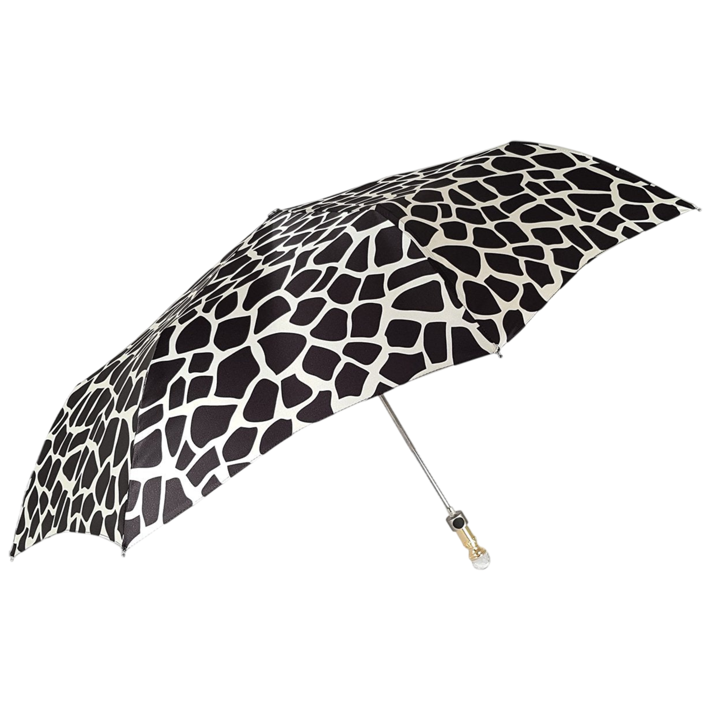 Mini Folding Umbrella – Compact Travel Umbrella with Gold Handle & Swarovski Crystal
