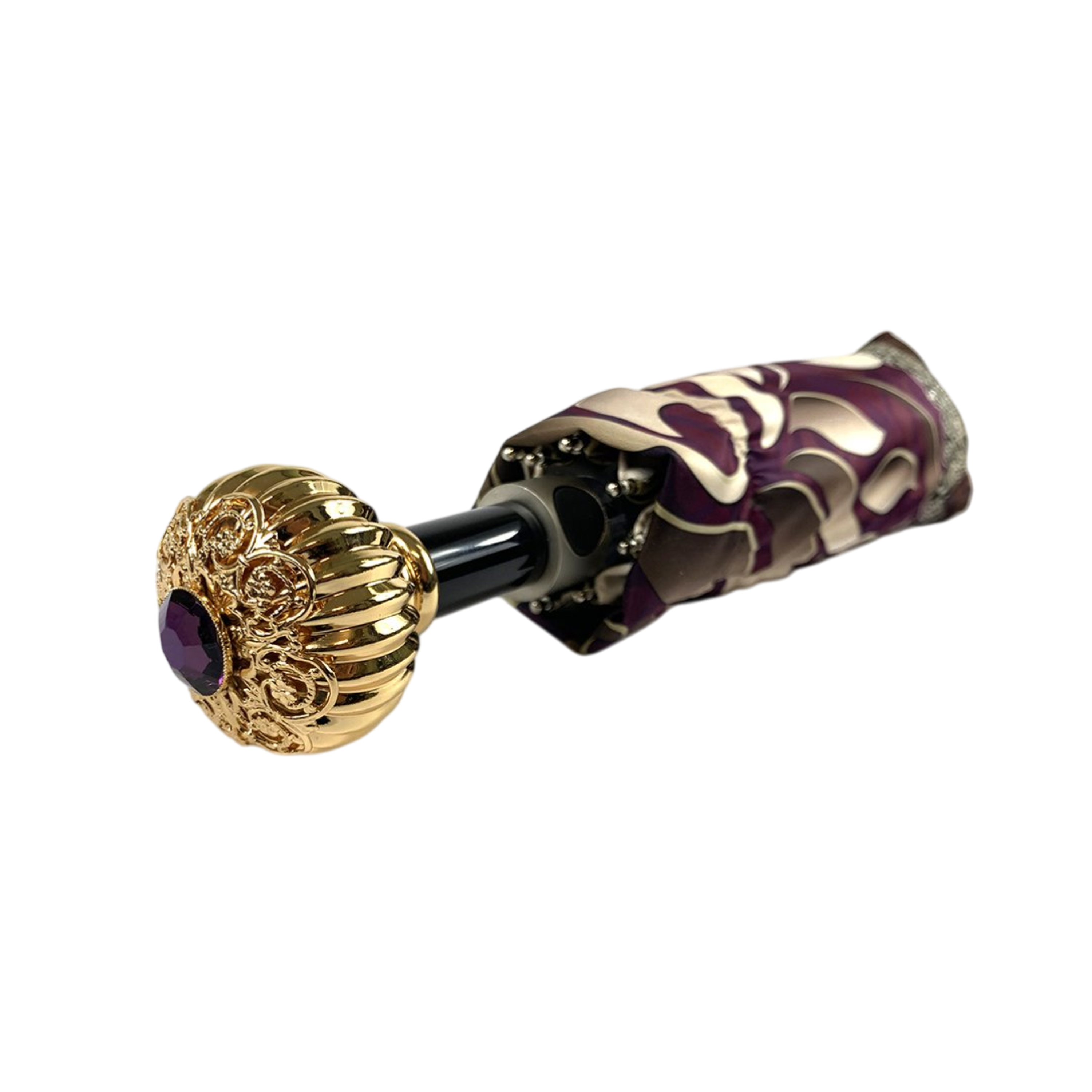 Women's Folding Umbrella – Automatic Open Compact Travel Umbrella with Amethyst Handle