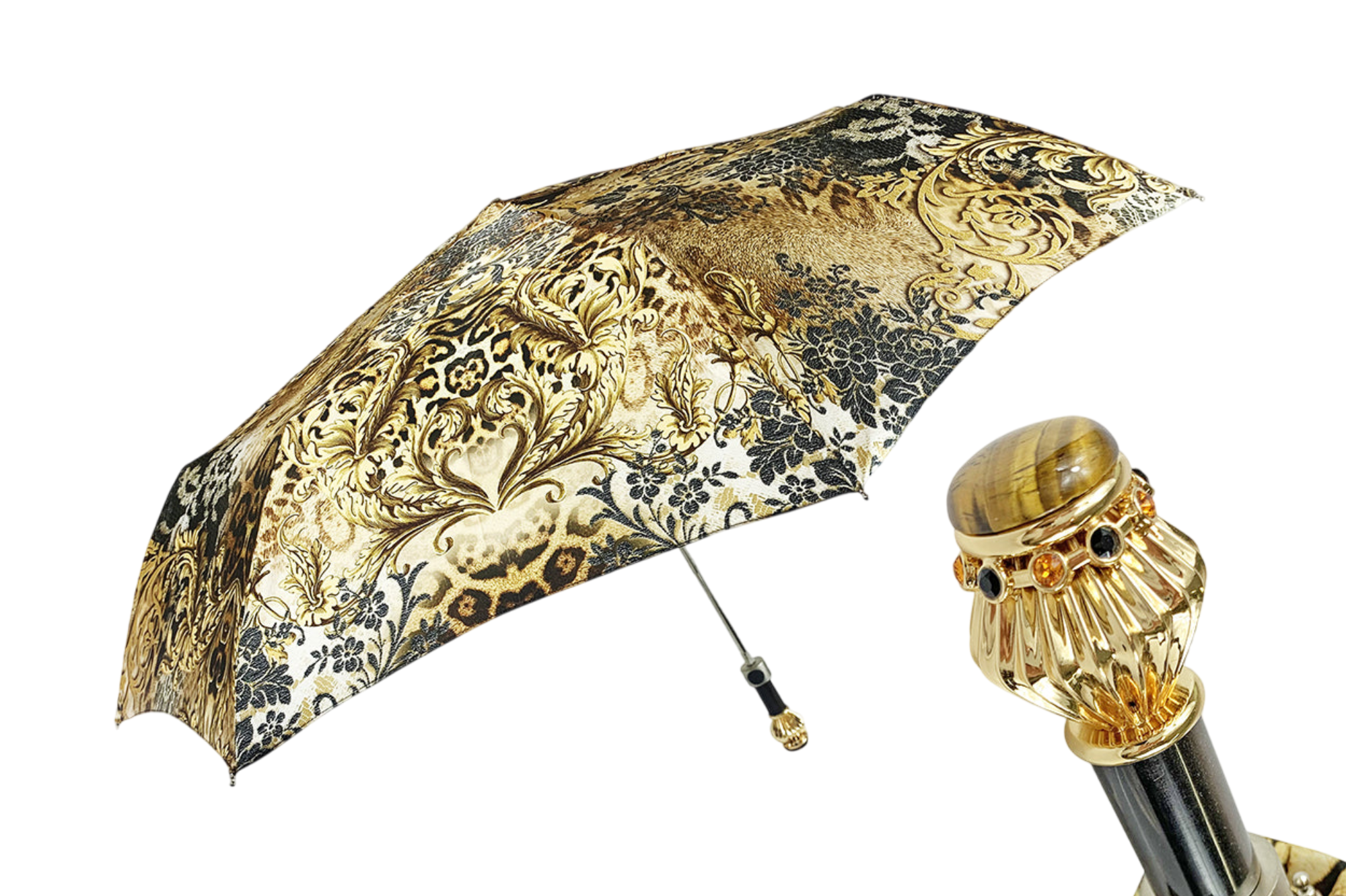 Mini Folding Umbrella - Luxury Jeweled Handle, UV Protection, Travel Rainproof