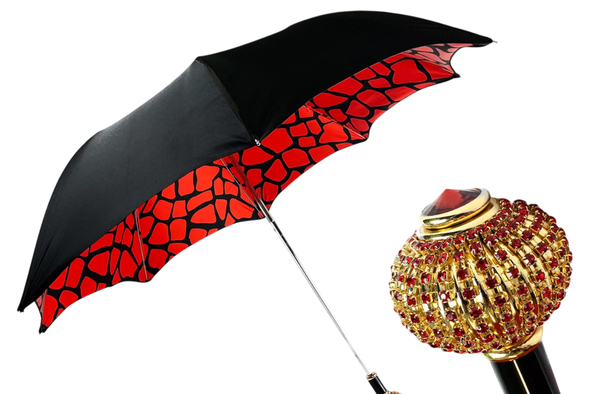 Handmade Women's Umbrella | Luxury Folding Rain Umbrella with Crystal Handle