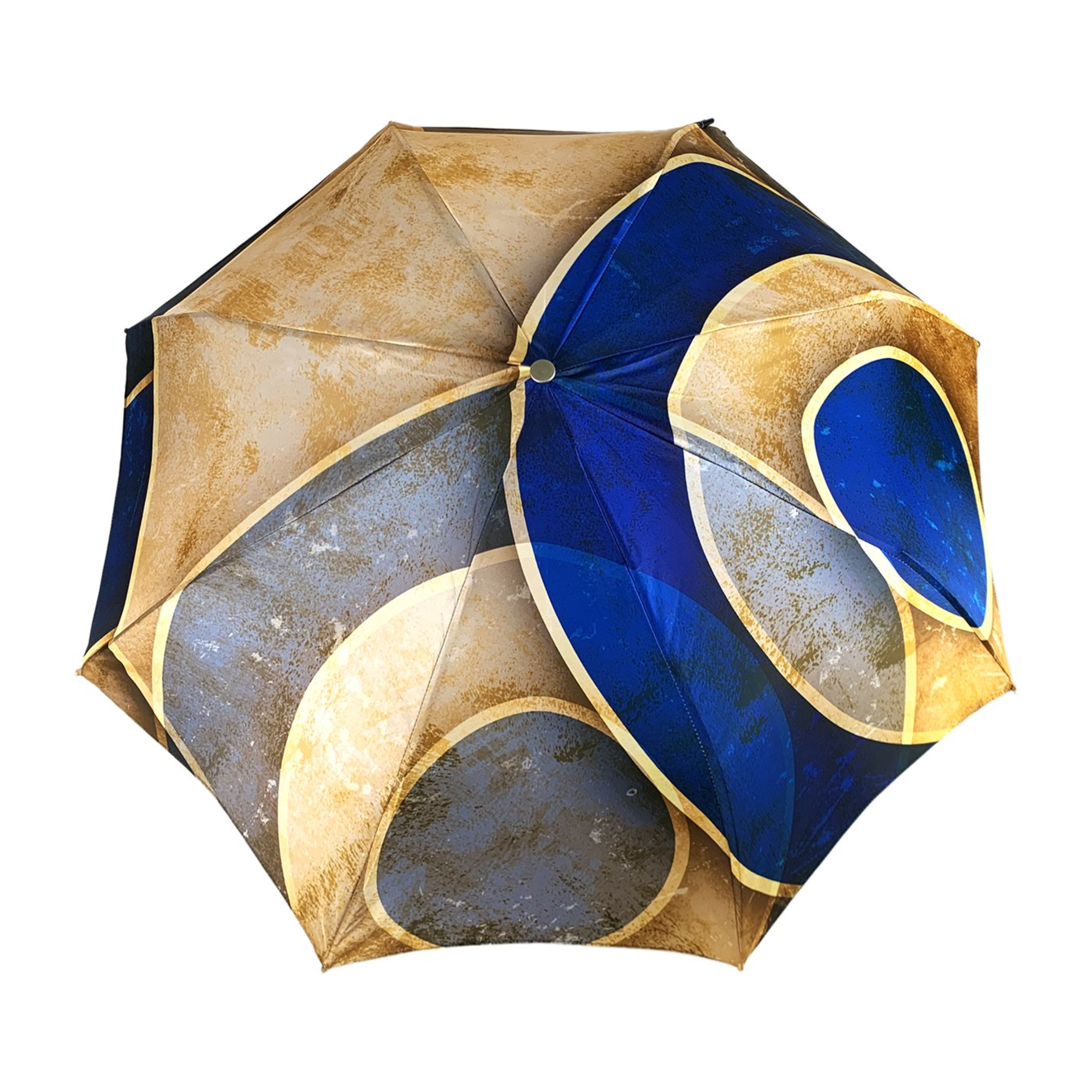 Luxury Folding Umbrella – Automatic Open, 24K Gold Handle with Blue Crystal Accent