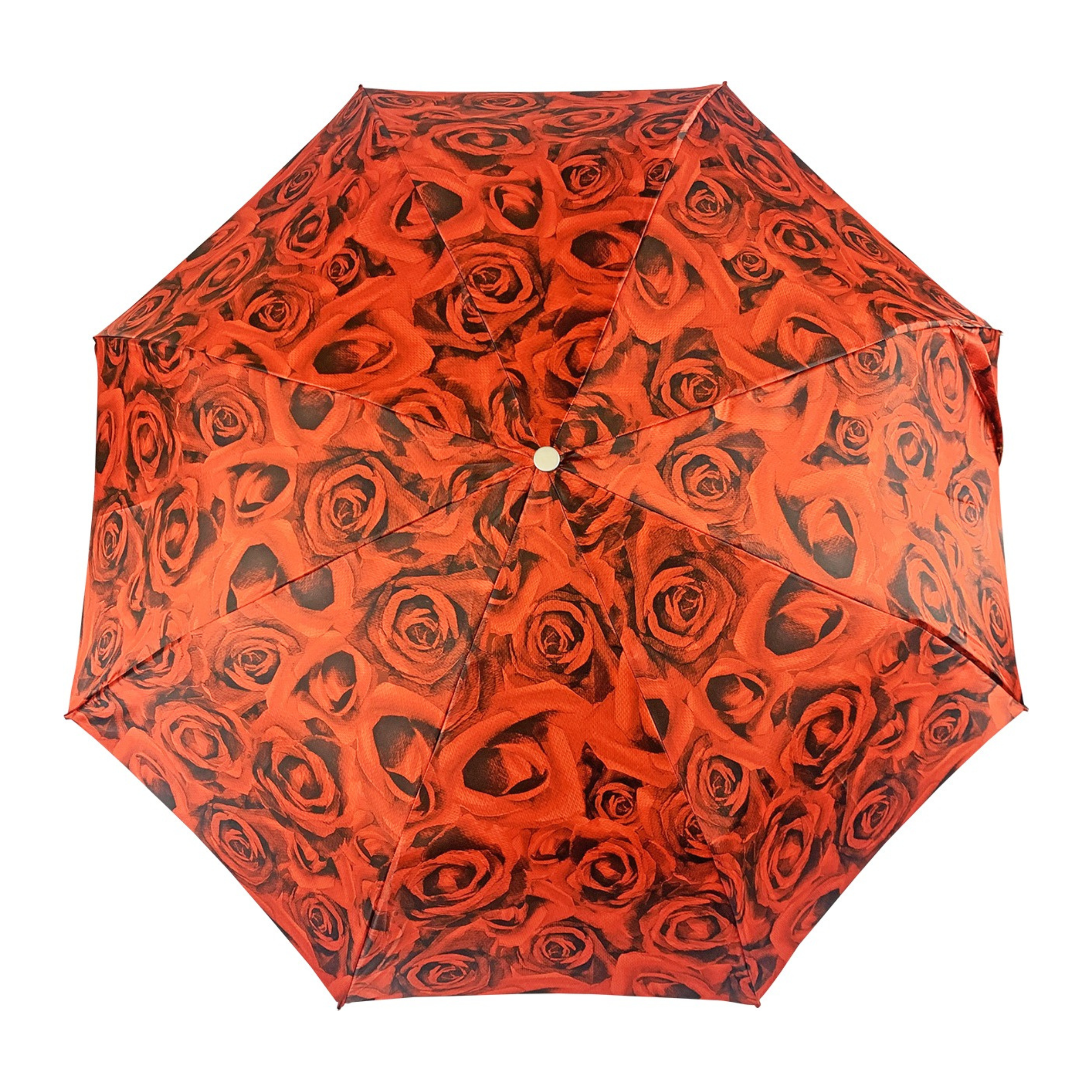 Romantic Folding Umbrella – Italian Handmade Gold-Plated Handle | Lightweight Rain Shield