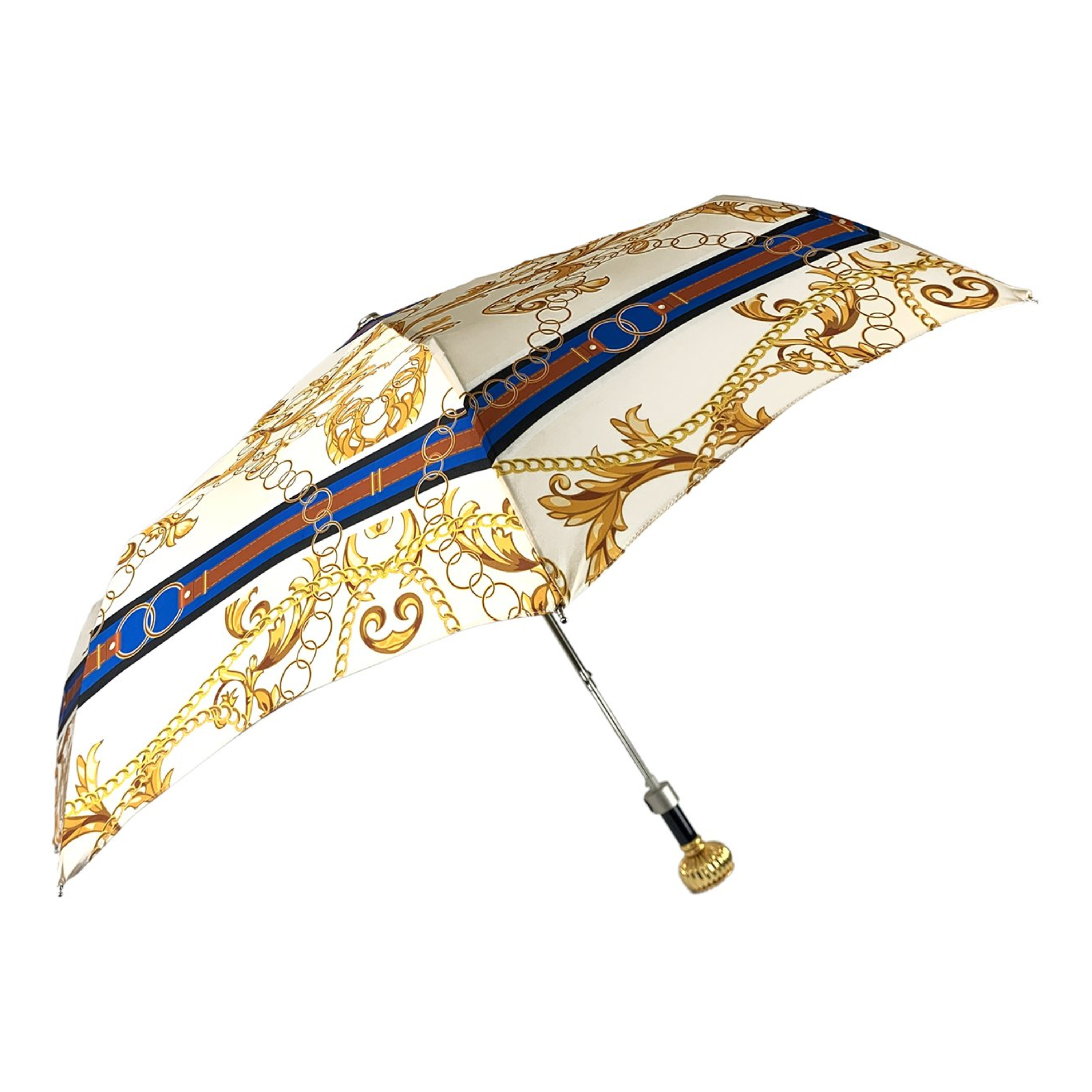 Women's Folding Umbrella – Chains Print, Automatic Open, UV Protection Rainproof