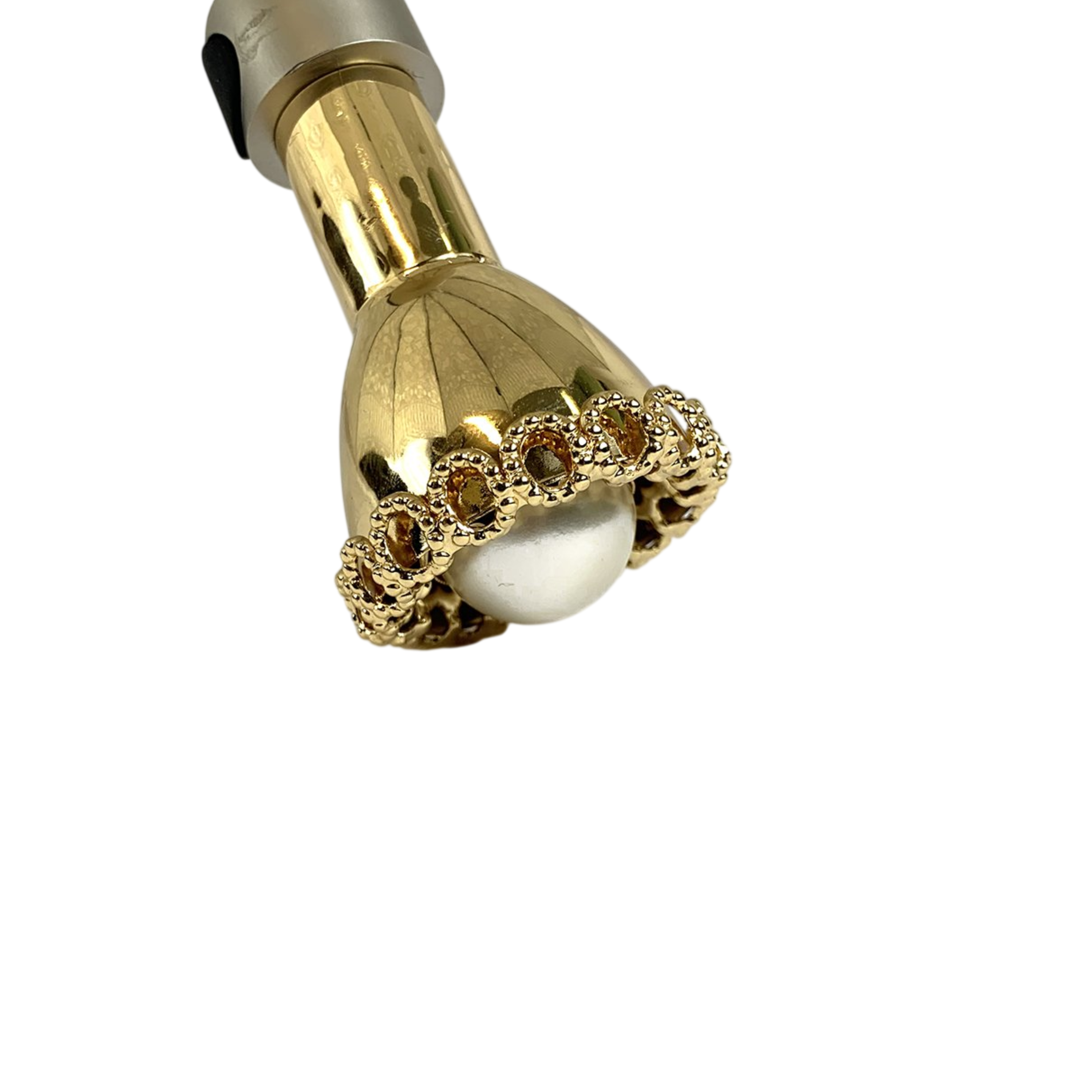 Baroque Folding Umbrella – Luxury Compact Travel Umbrella with Jeweled Gold Handle