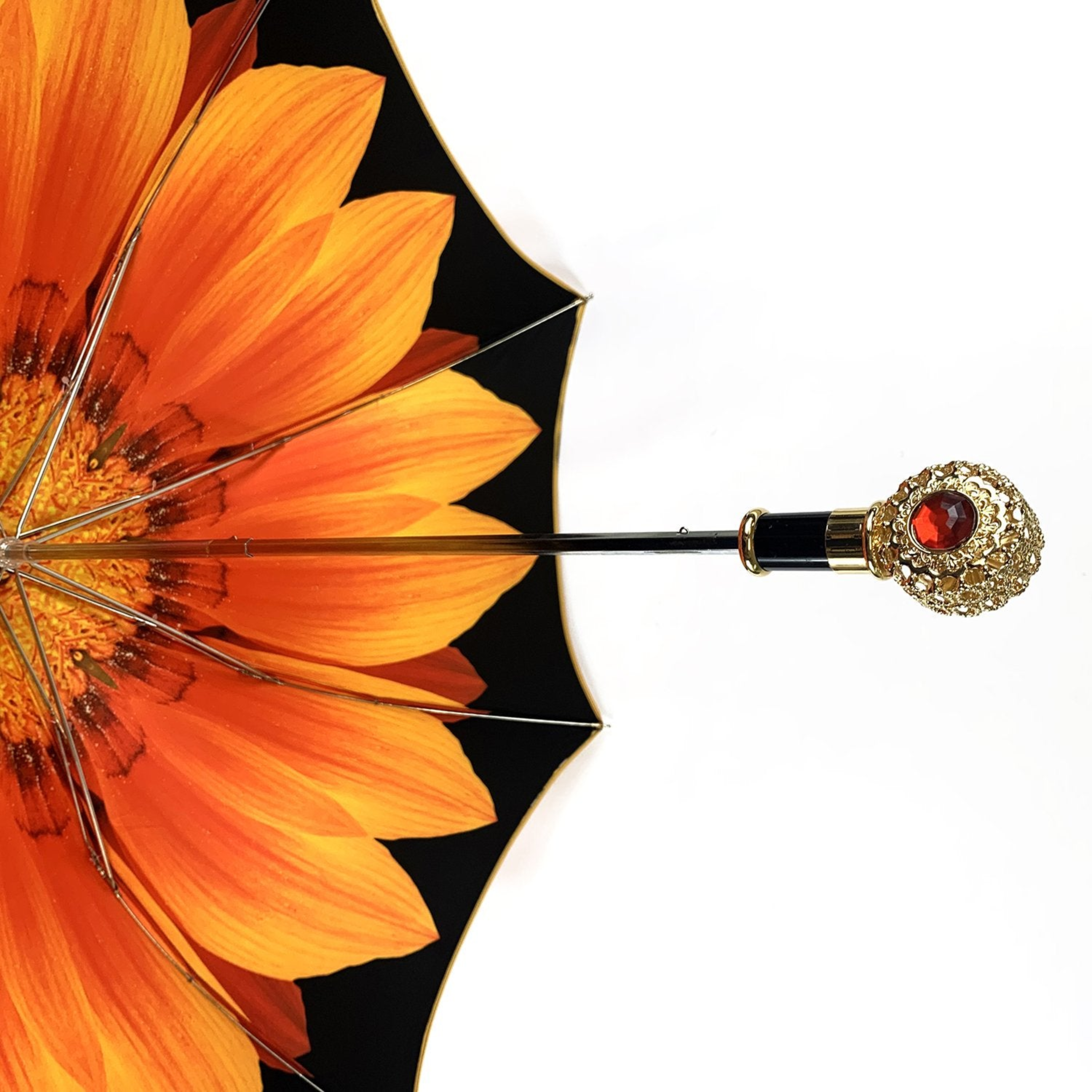 Luxury Sunflower Umbrella – Gold-Plated Handle | Italian Handmade, Wind Resistant