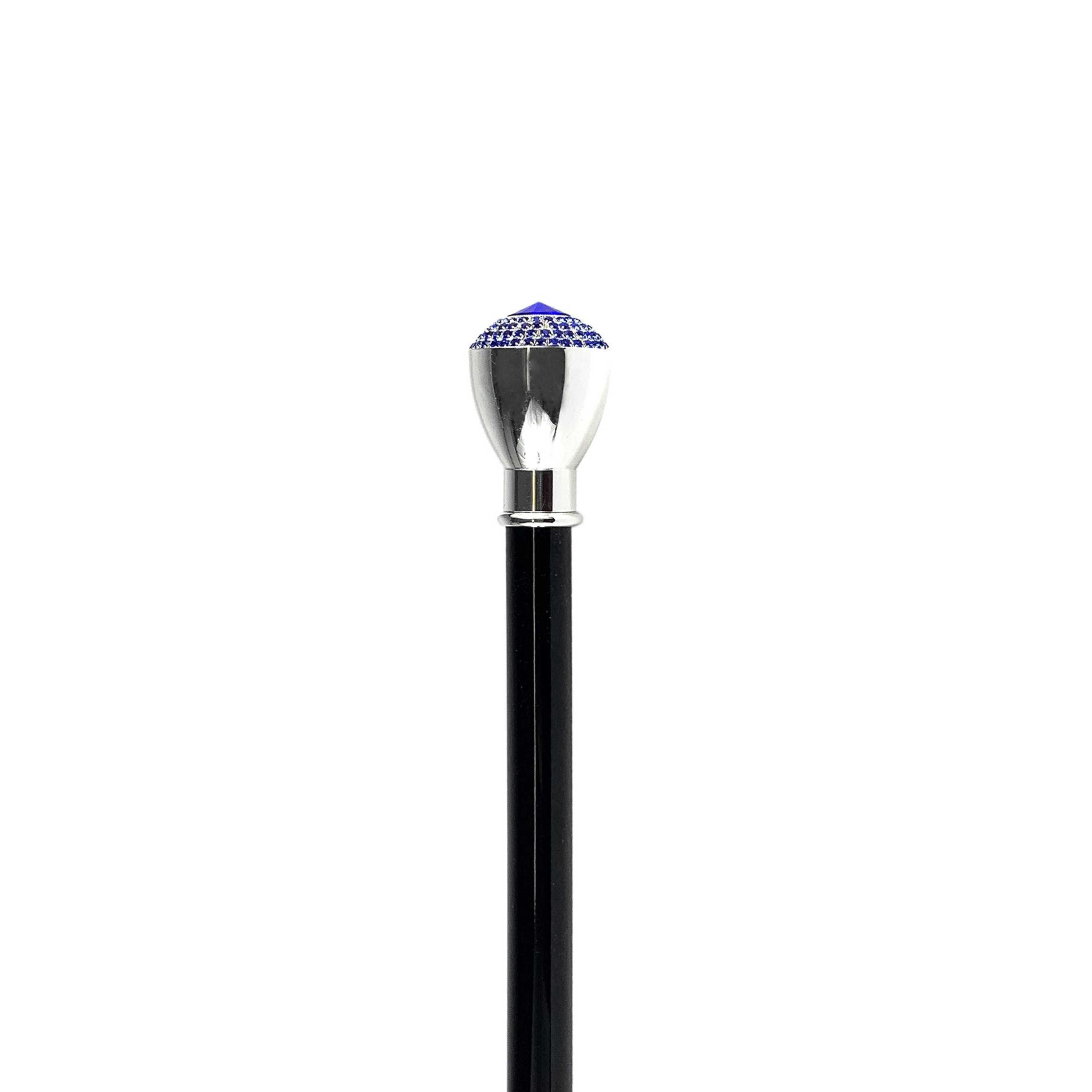 Walking Stick Sapphire – Elegant Handmade Italian Cane with Silver Knob