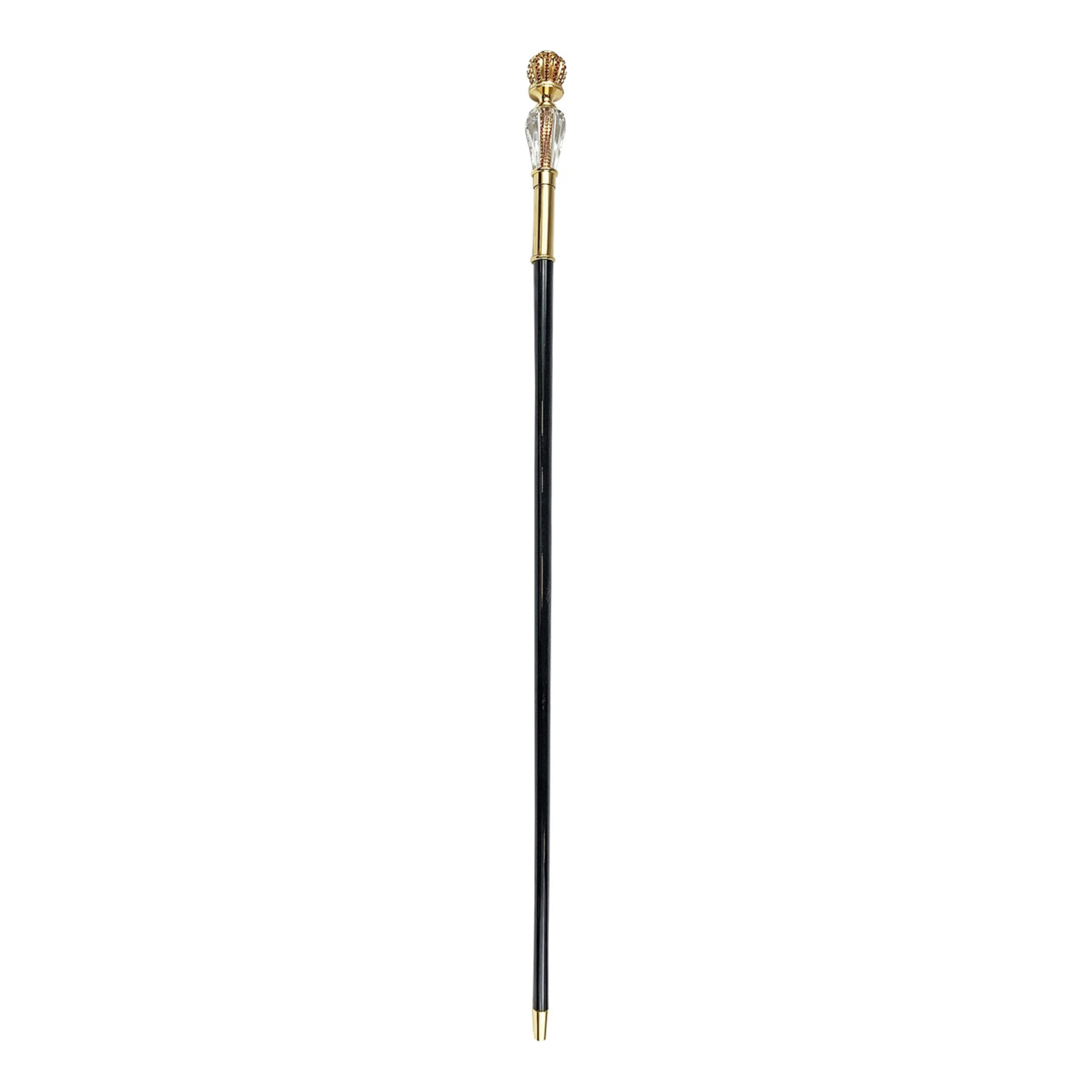 Handmade Walking Stick – Luxury Italian Crystal Handle Cane with Gold Plated Tip