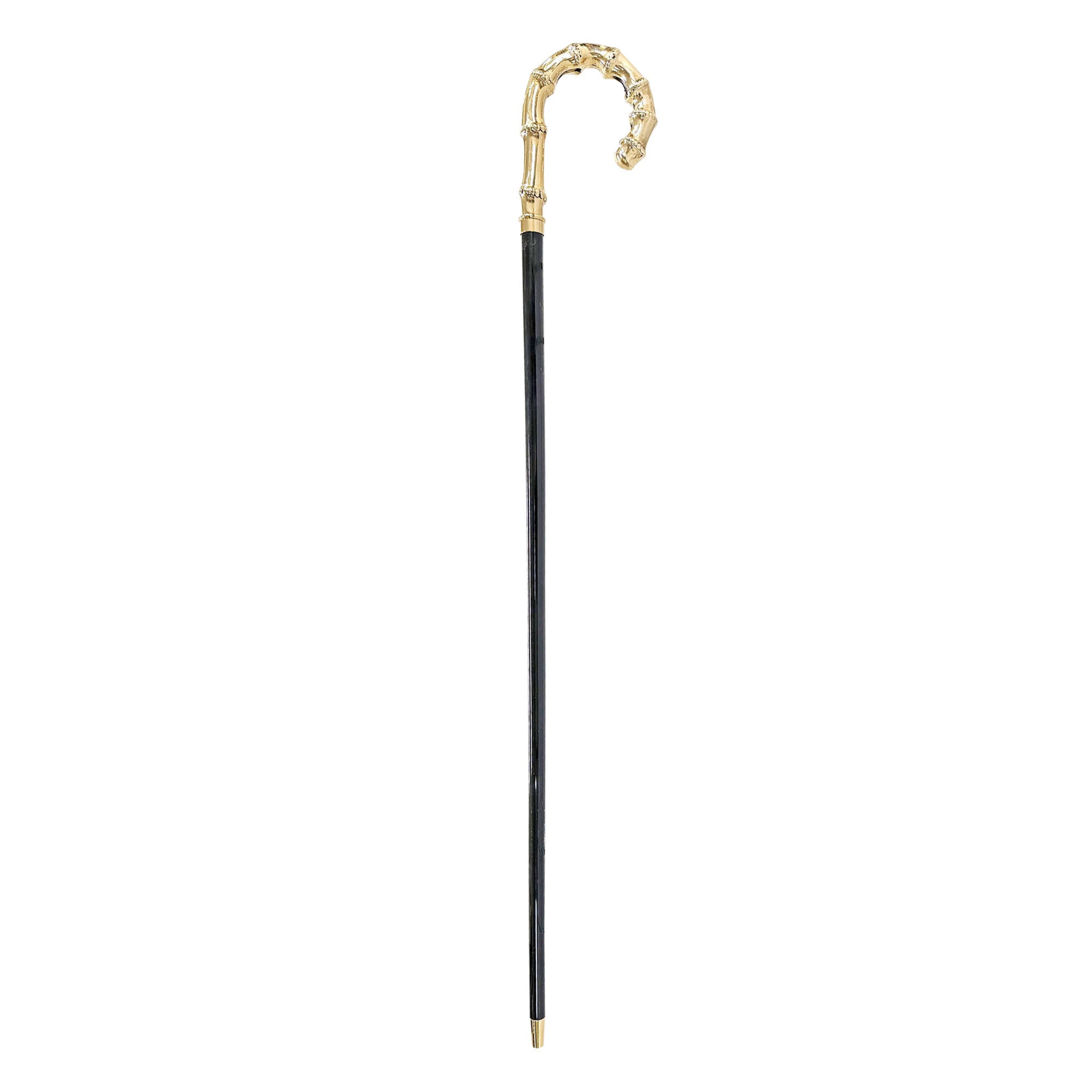 Gold Plated Walking Stick – Handcrafted Italian Bamboo Handle Cane with 24K Gold Brass Tip