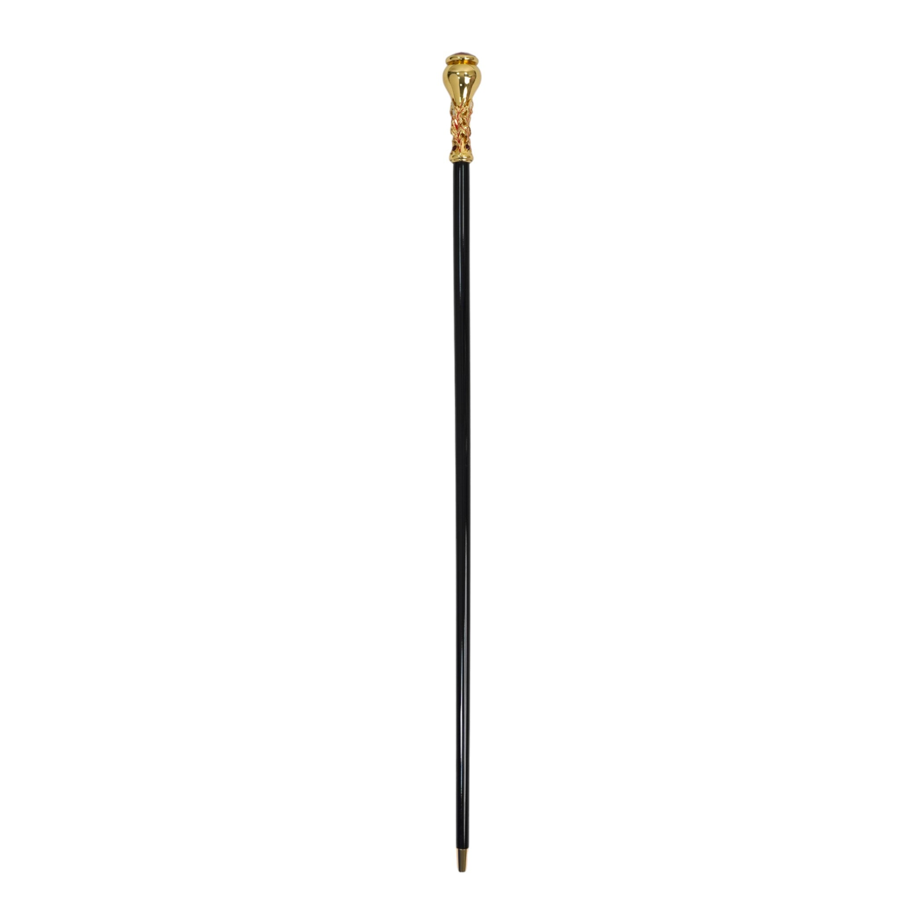 Luxury Walking Cane – Handcrafted Italian 24K Gold-Plated Red Crystal Handle